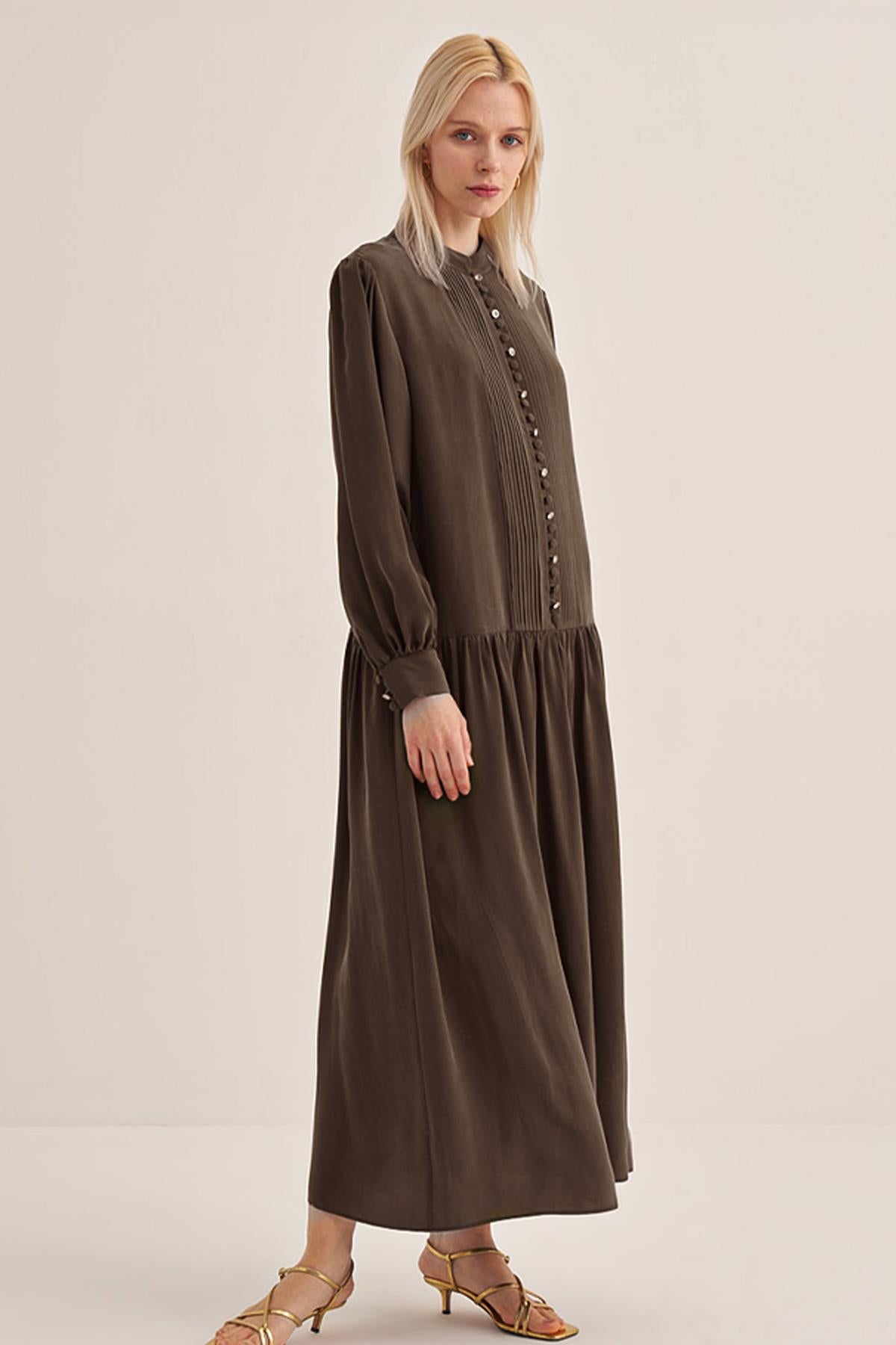 Half Button Cupro Dress