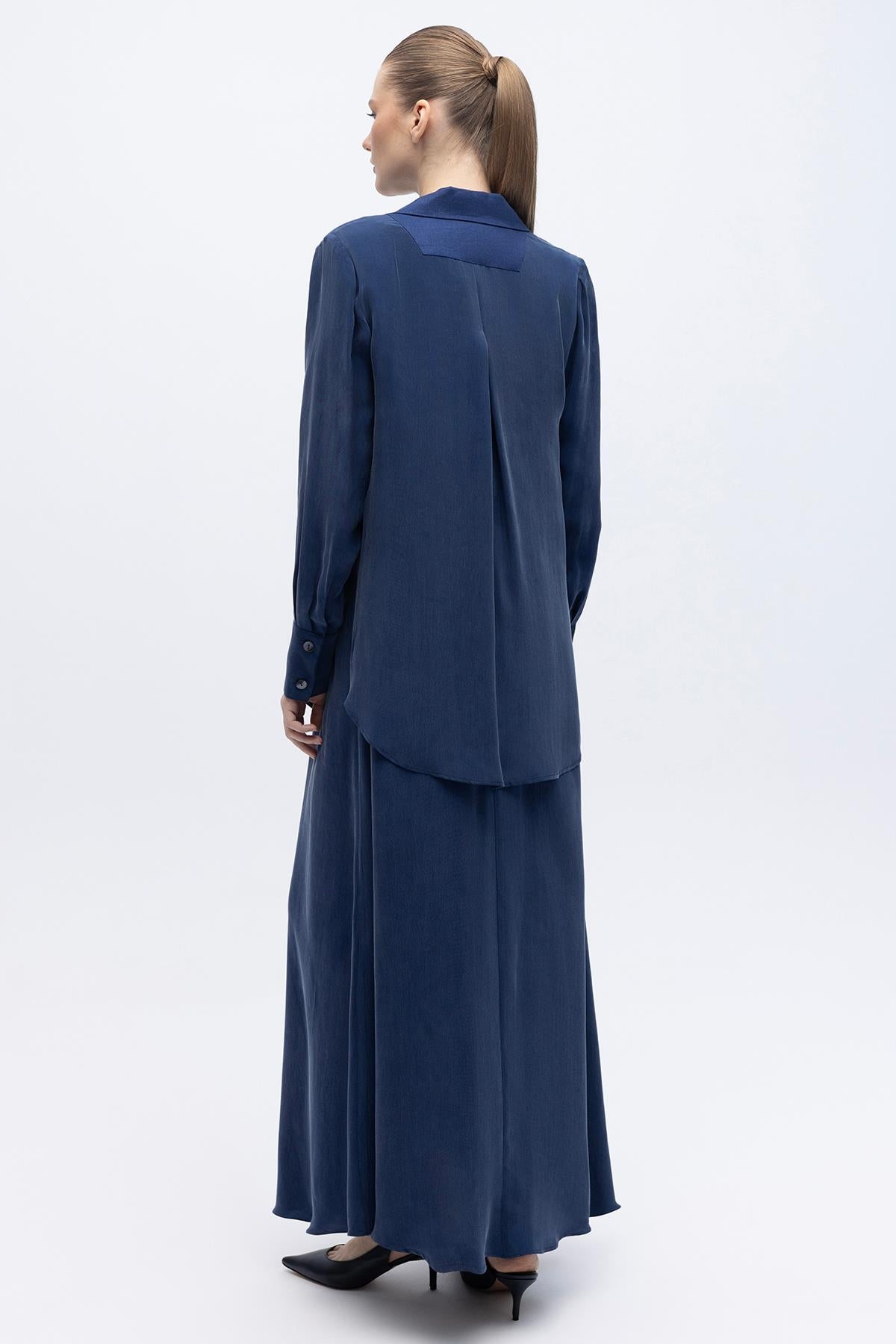 طقم فستان وسترة كتان بتفاصيل ربط