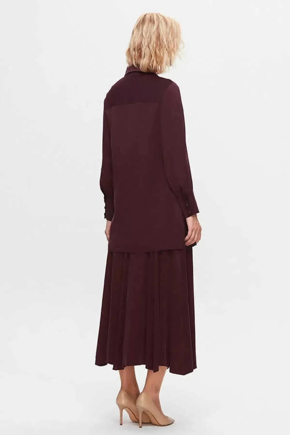 Flared Cupro Midi Skirt 