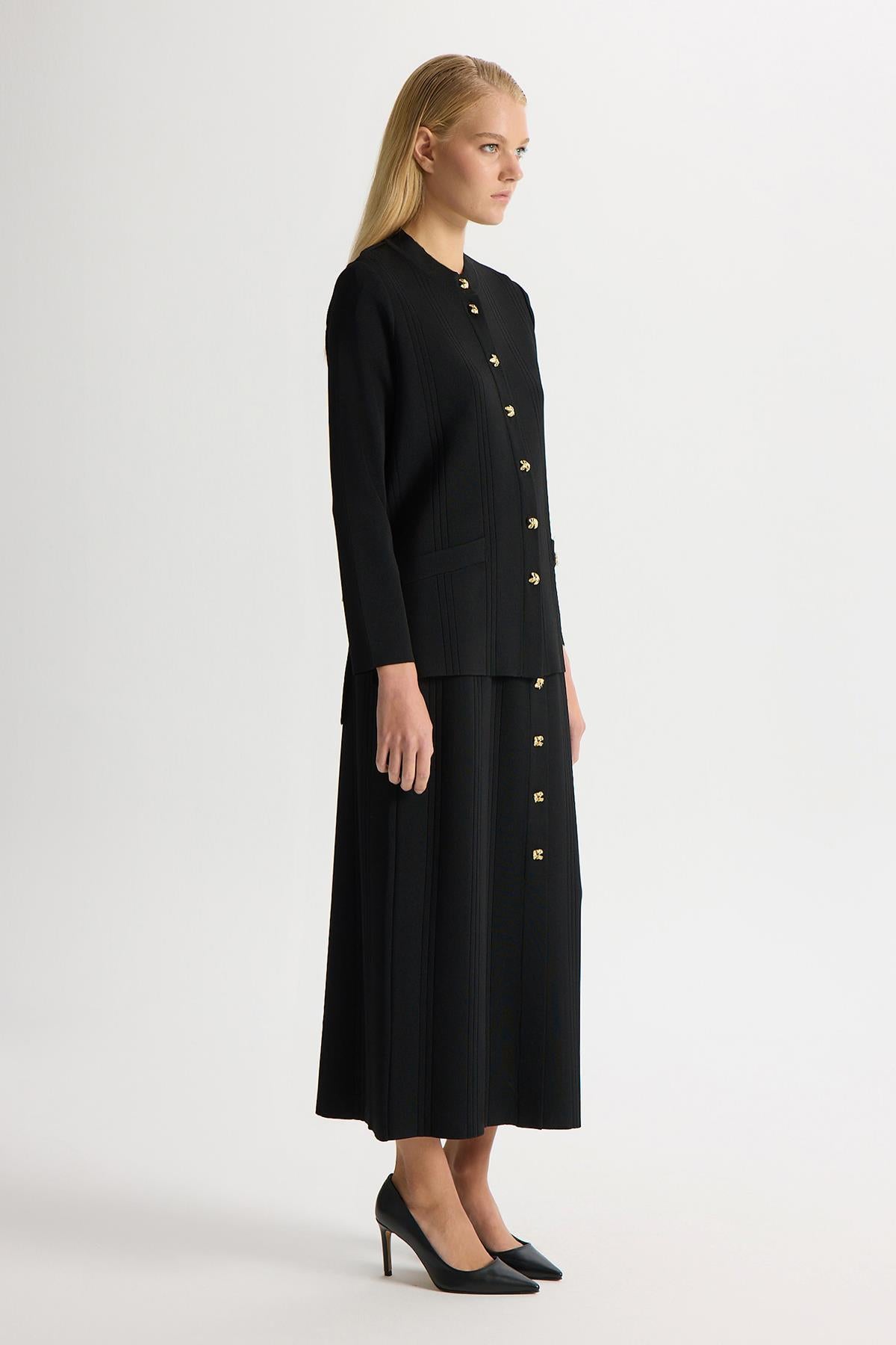 Aksesuar Detaylı Triko Kalem Etek