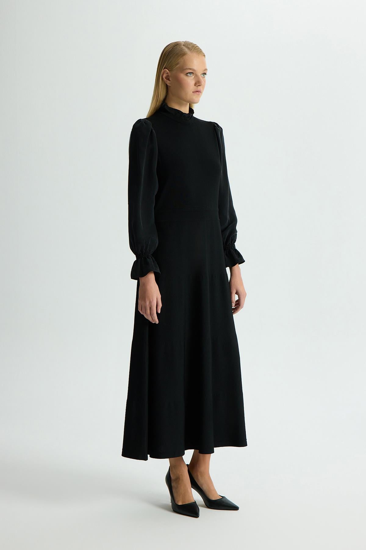 Kolları Cupro Triko Elbise