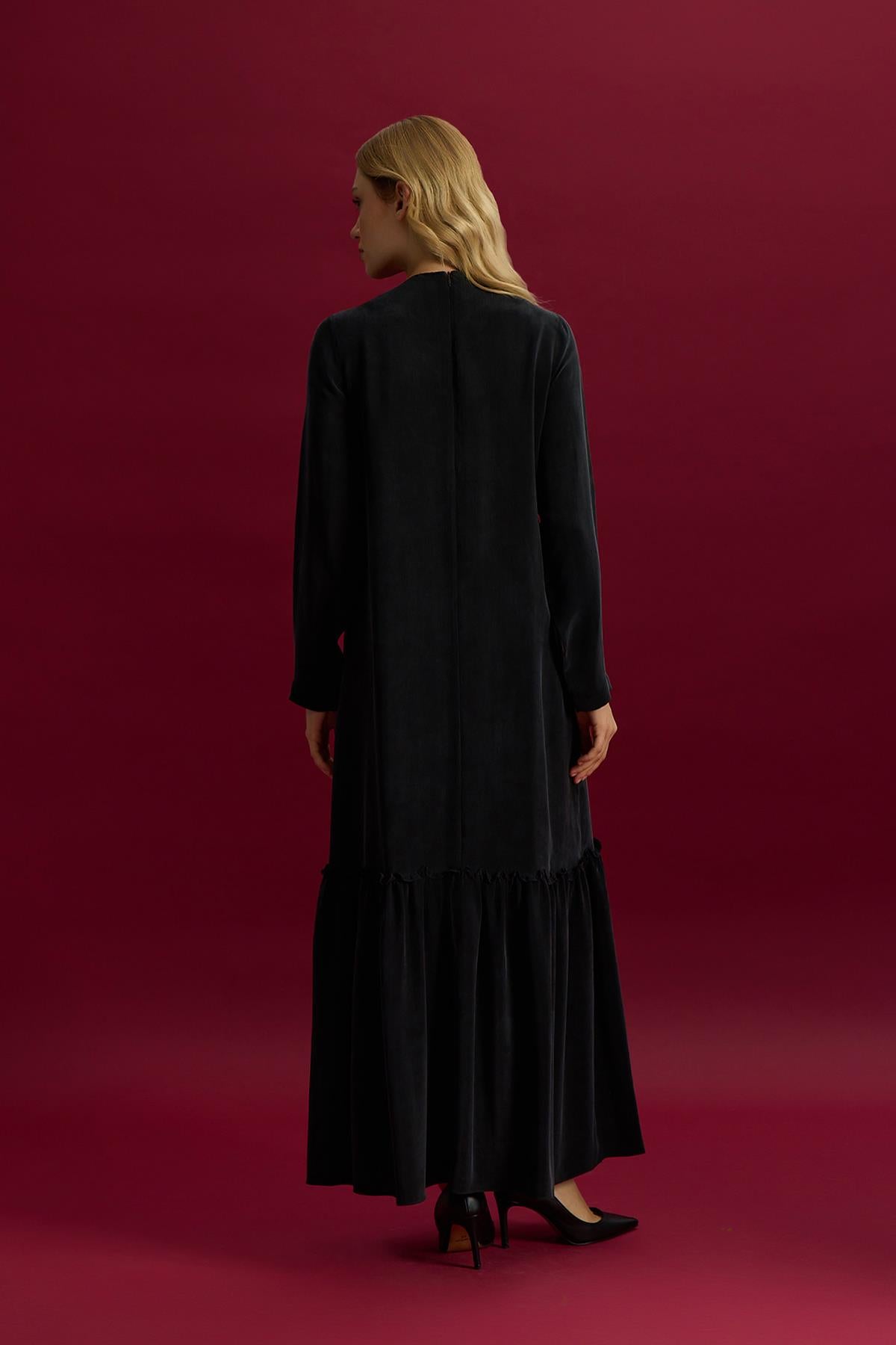 Cupro Dress with Lace Front