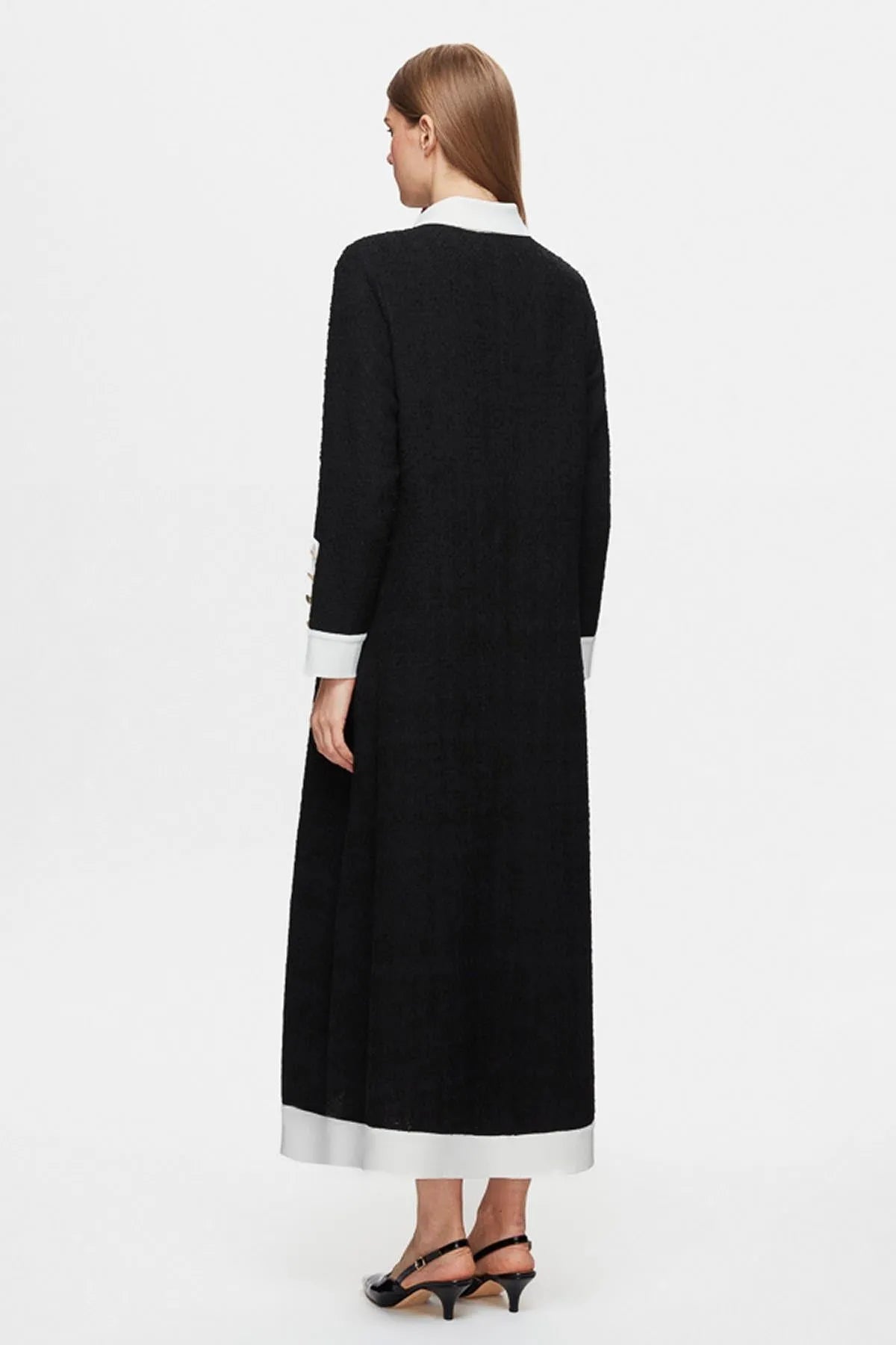 Tweed Fabric Long Stylish Jacket 