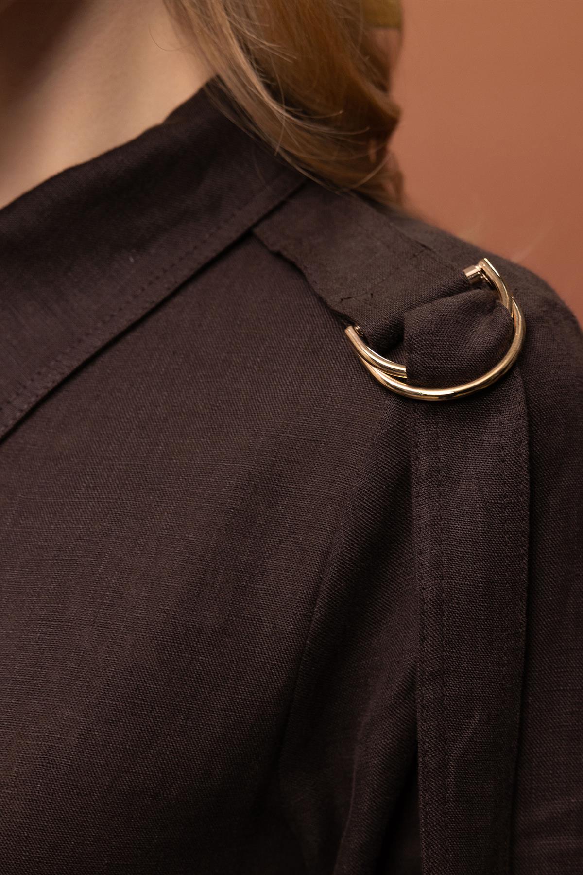 Linen Tunic with Concealed Button Shoulder Detail