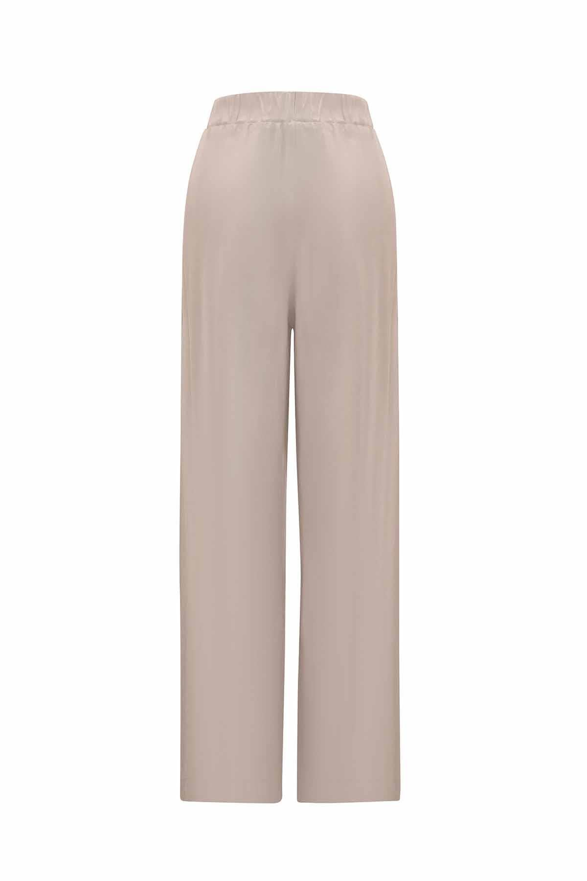 Beli Lastikli Bol Paça Cupro Pantolon