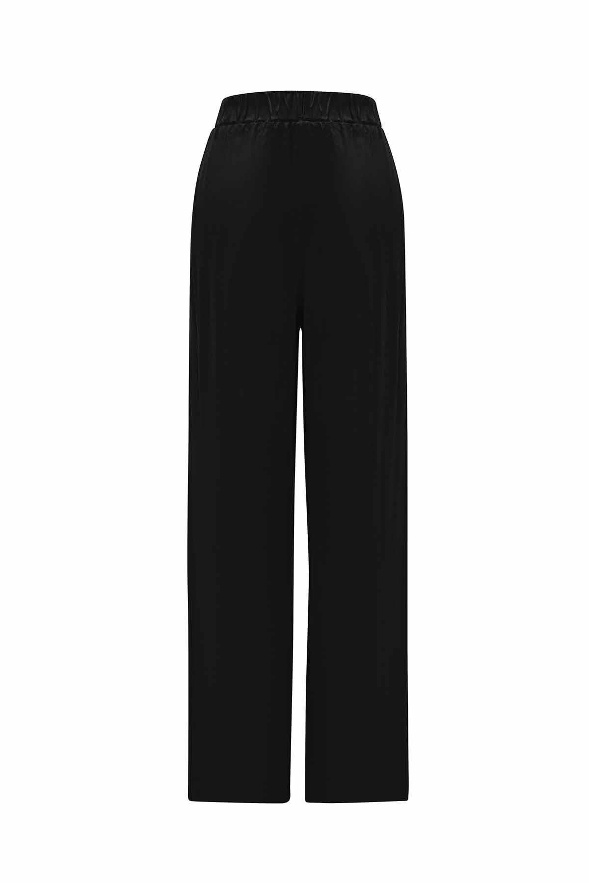 Beli Lastikli Bol Paça Cupro Pantolon