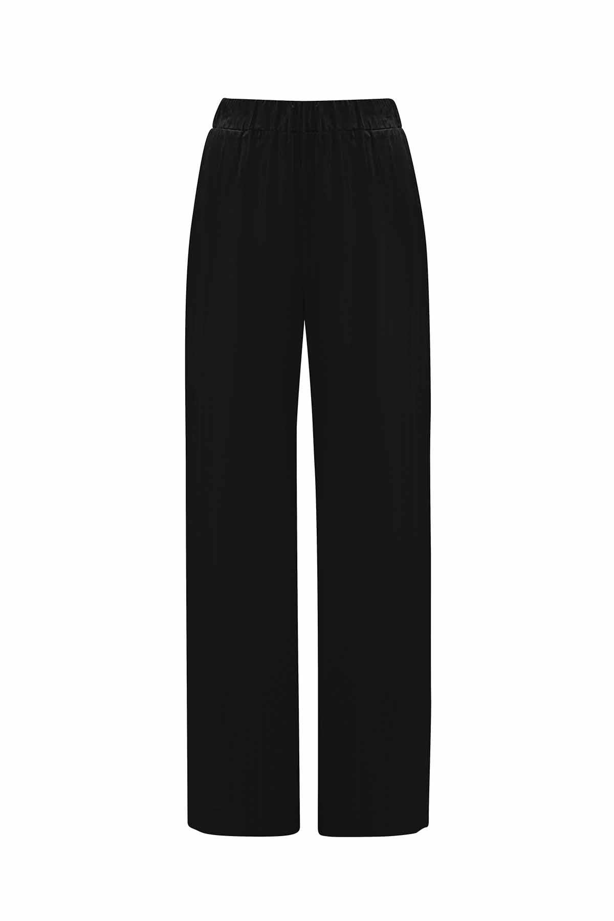 Beli Lastikli Bol Paça Cupro Pantolon
