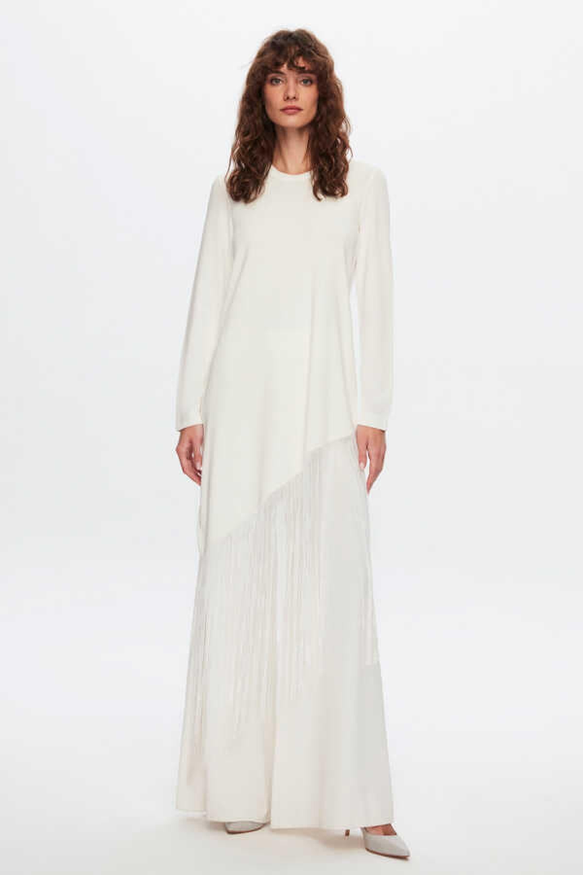 Örgü Teknikli Bol Paça Kadın Pantolon