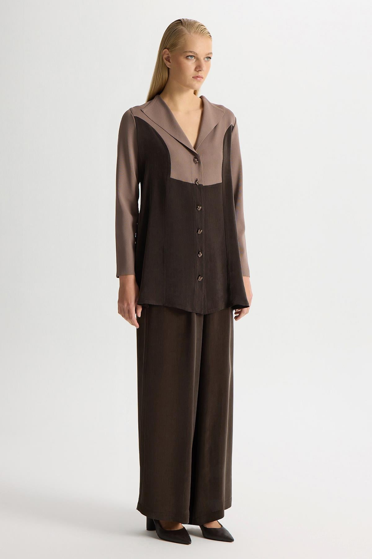 Wide-Leg Cupro Trousers with Pockets
