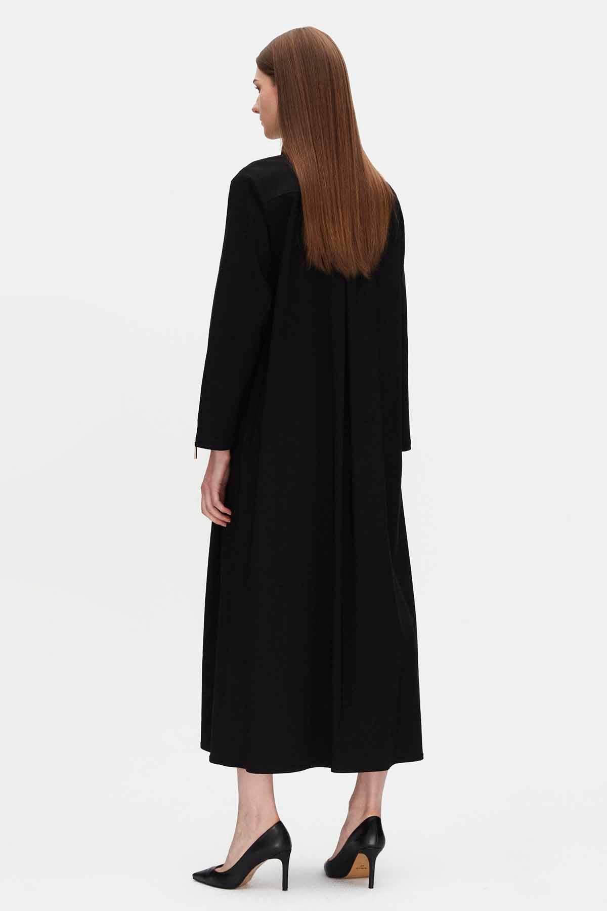 Gömlek Yaka Önden Düğmeli Kol Fermuar Detaylı Kap