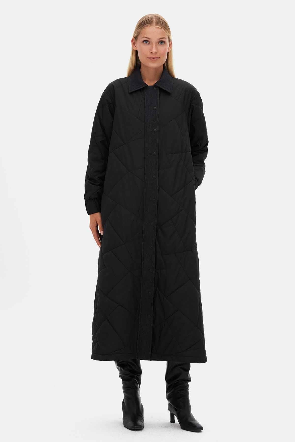 Fermuarlı Ve Çıtçıtlı Kapitone Şişme Kaban