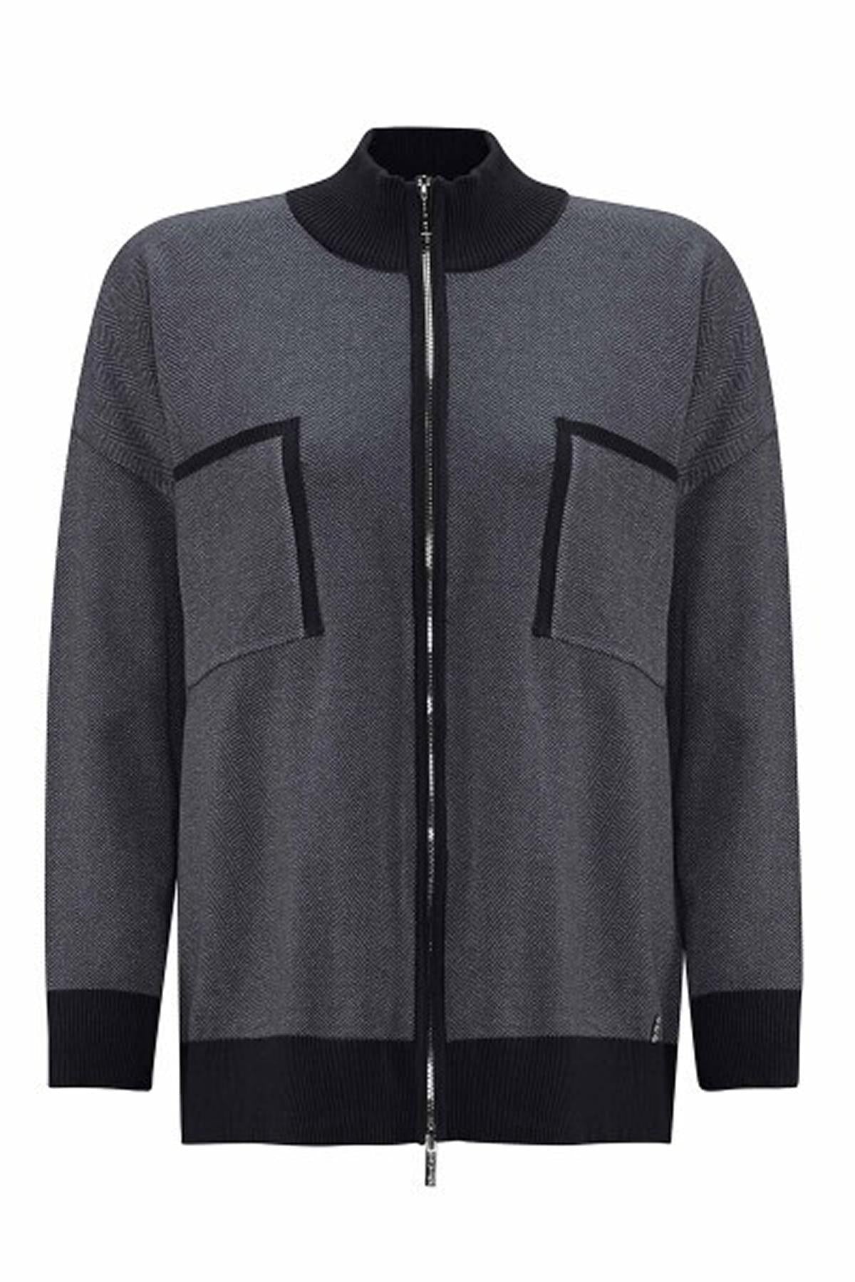 Stand Collar Zippered Pocket Knitwear Jacket