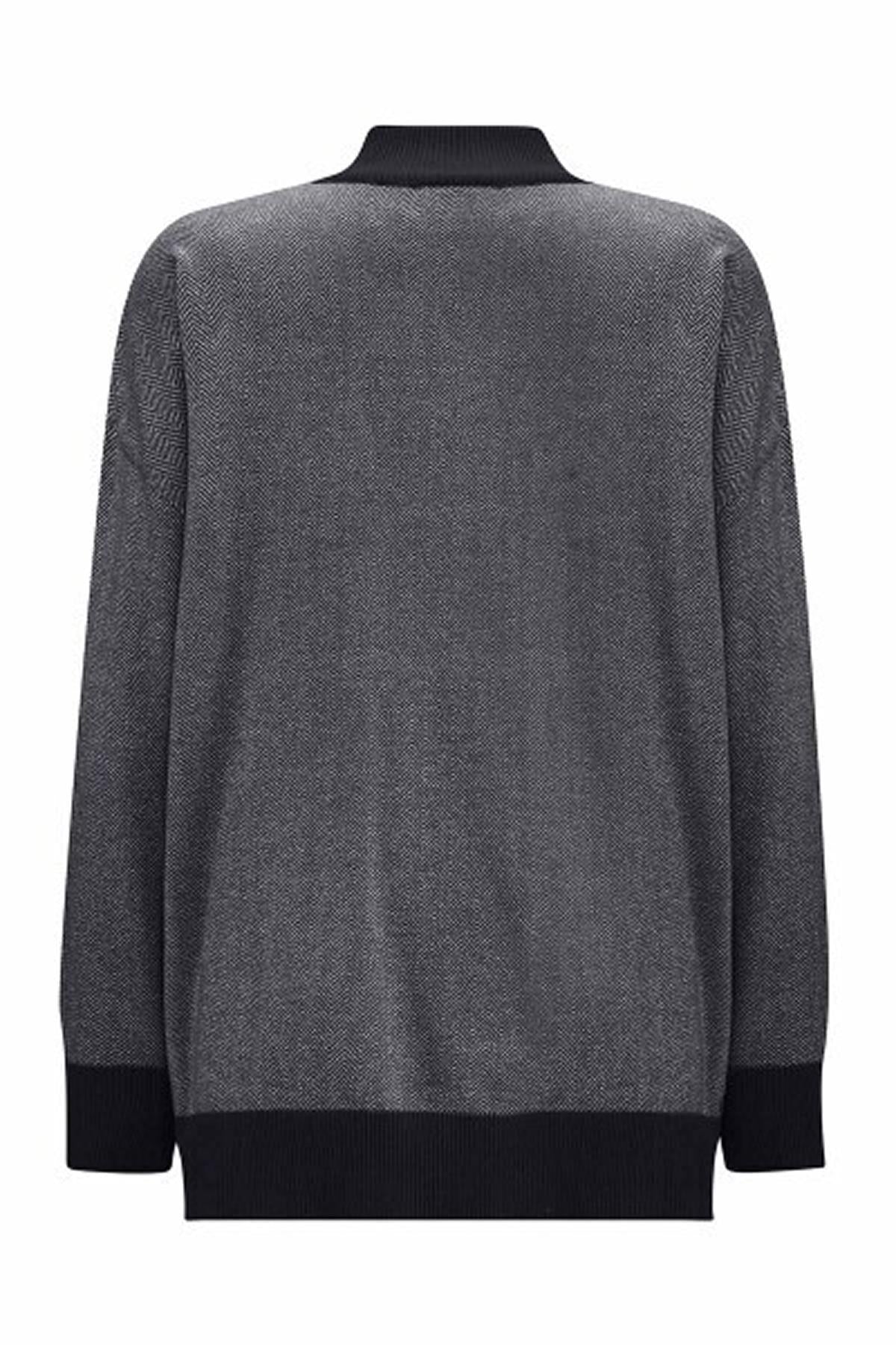 Stand Collar Zippered Pocket Knitwear Jacket