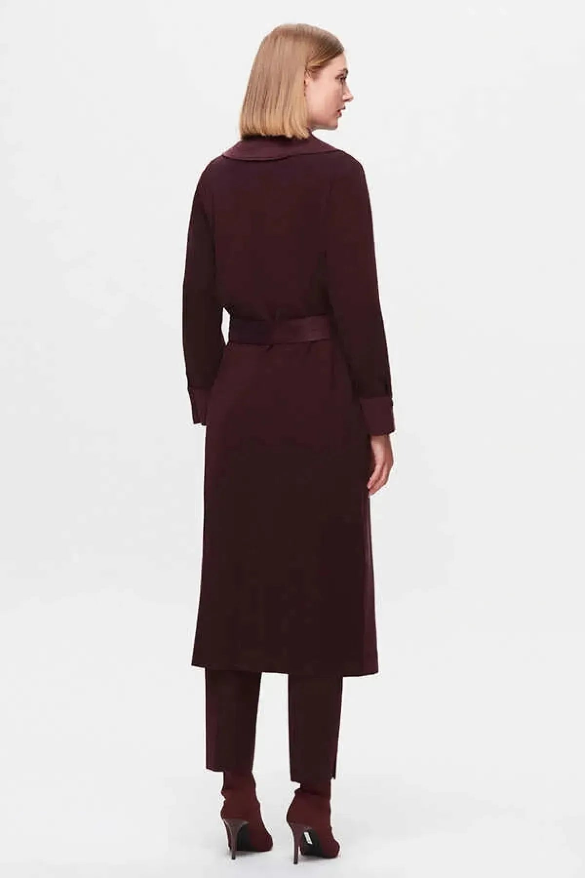 Waist Belted Cupro Knitwear Cape 