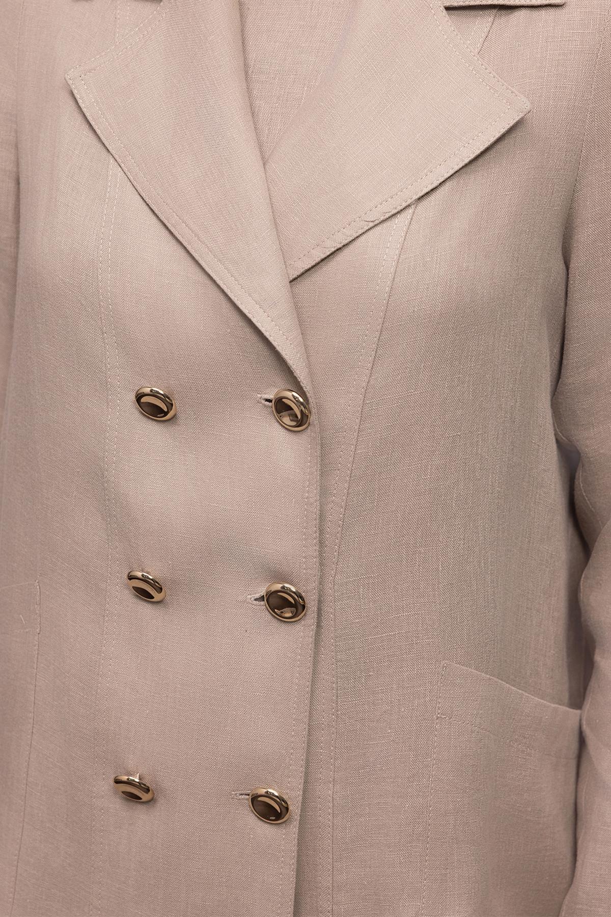 Double-Breasted Full-Length Linen Jacket