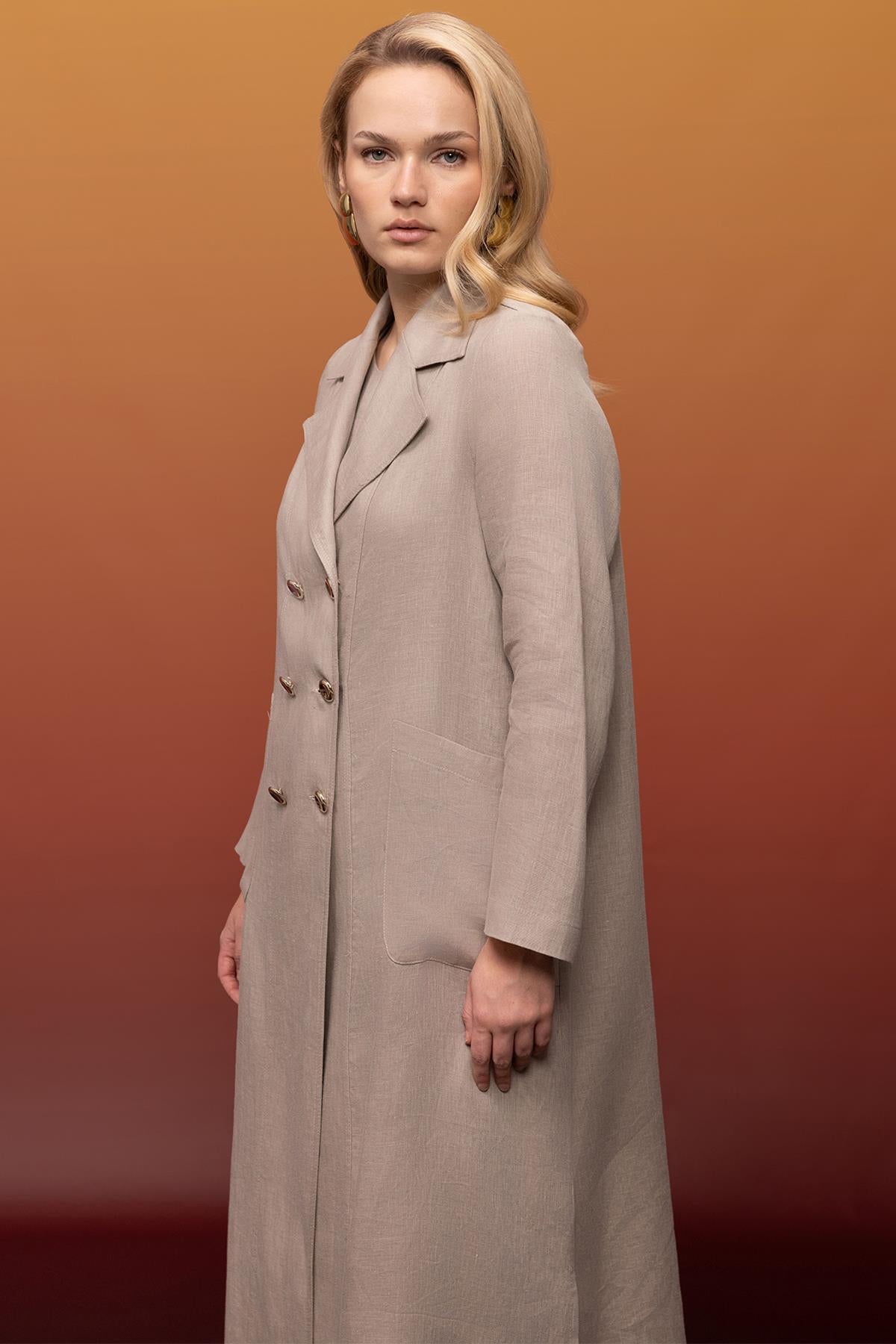 Kruvaze Tam Boy Keten Ceket