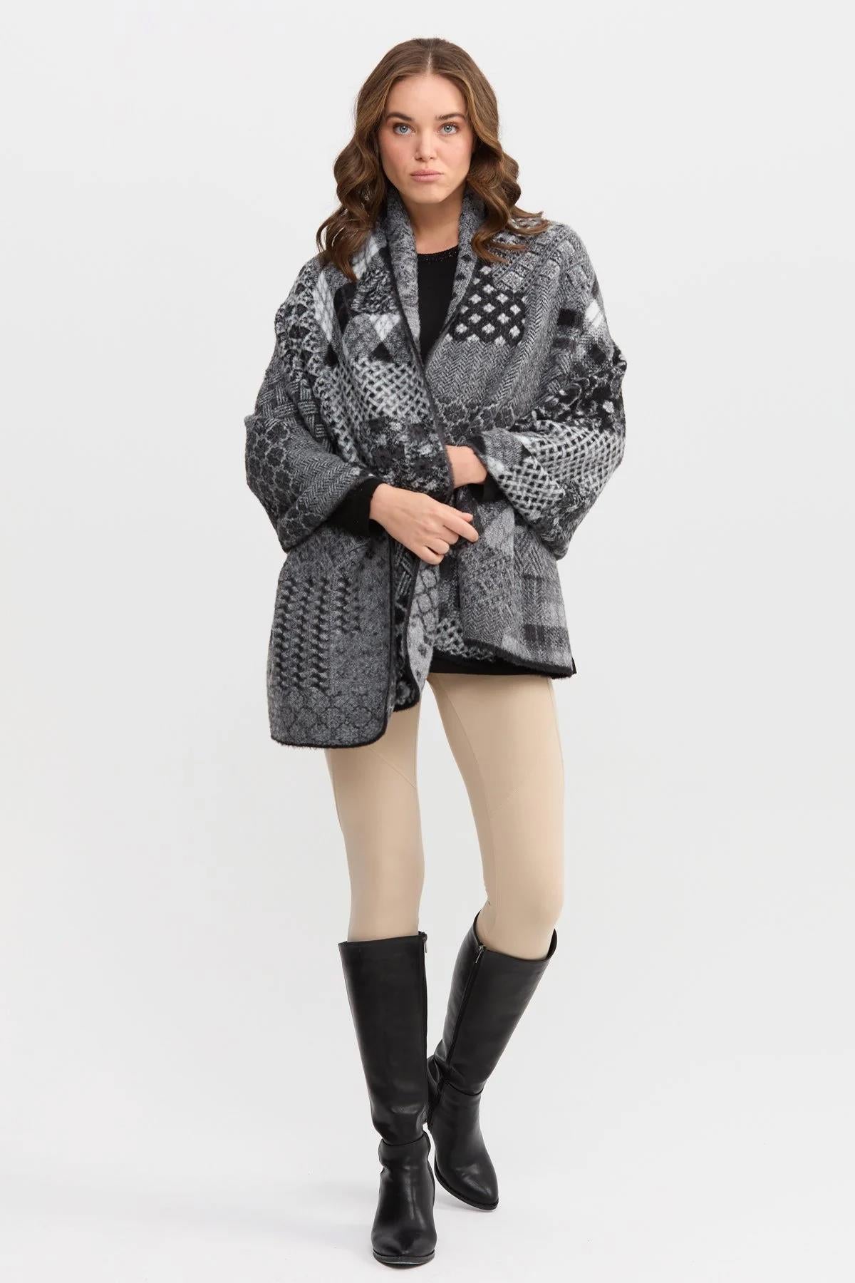 Kırk Yama Desenli Sakallı İp Büyük Şal