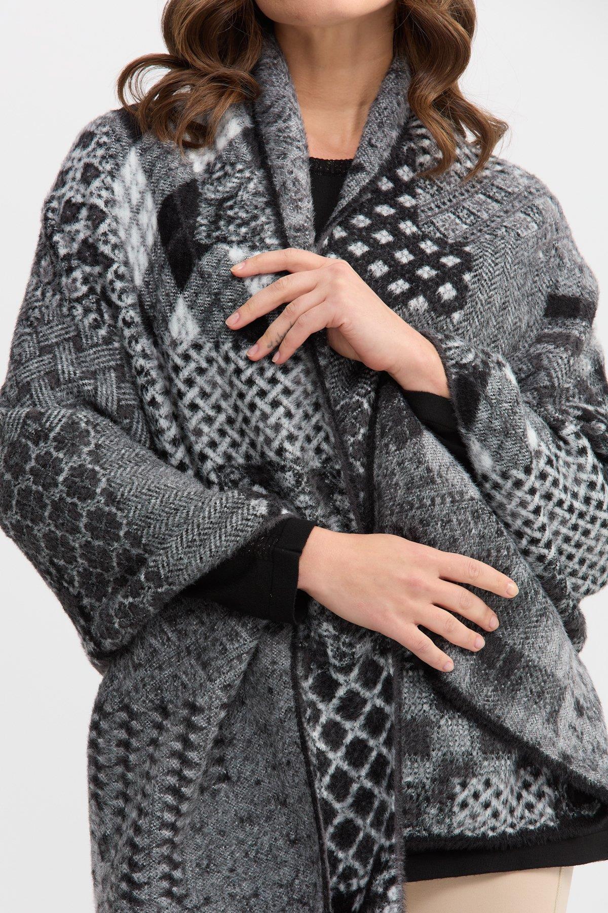 Kırk Yama Desenli Sakallı İp Büyük Şal