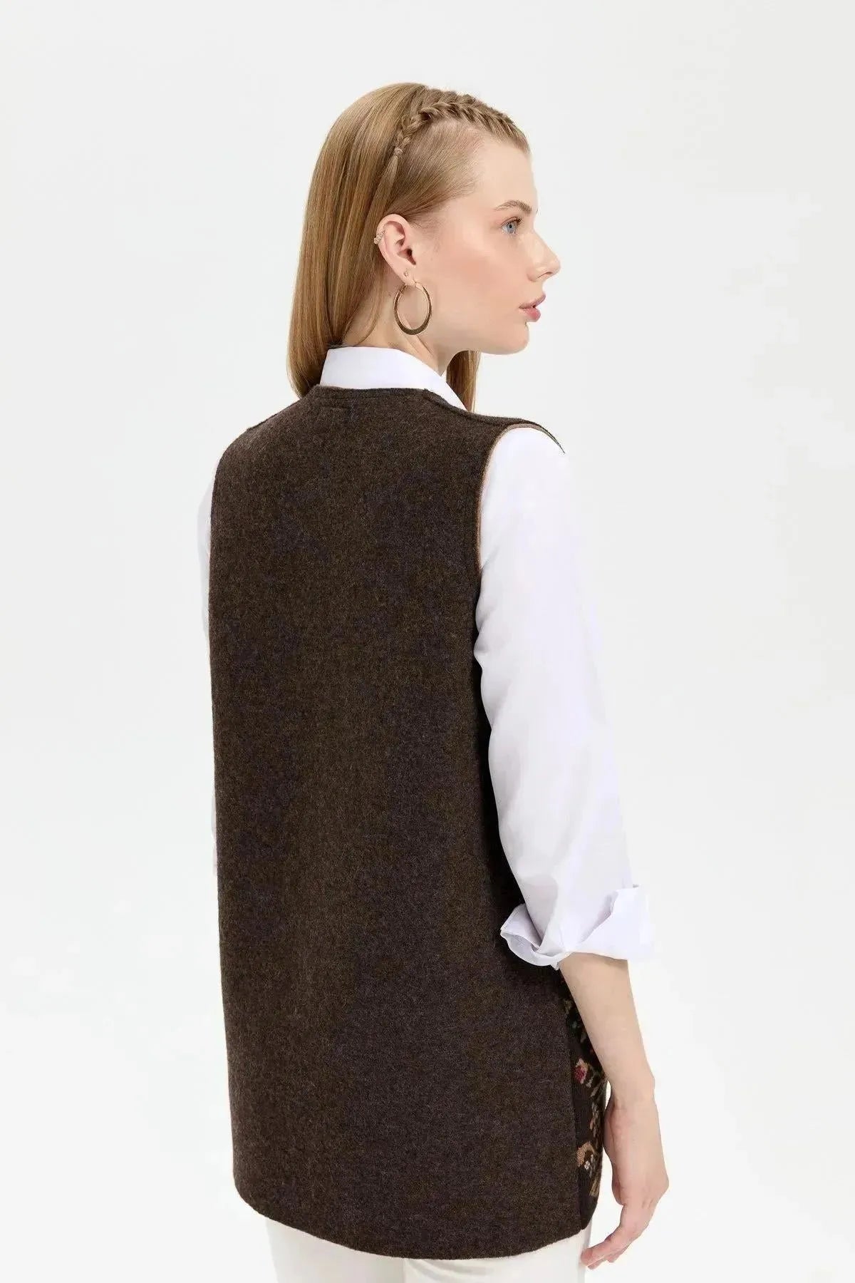 Women's Knitwear Open Front Arabboy Wool Vest 