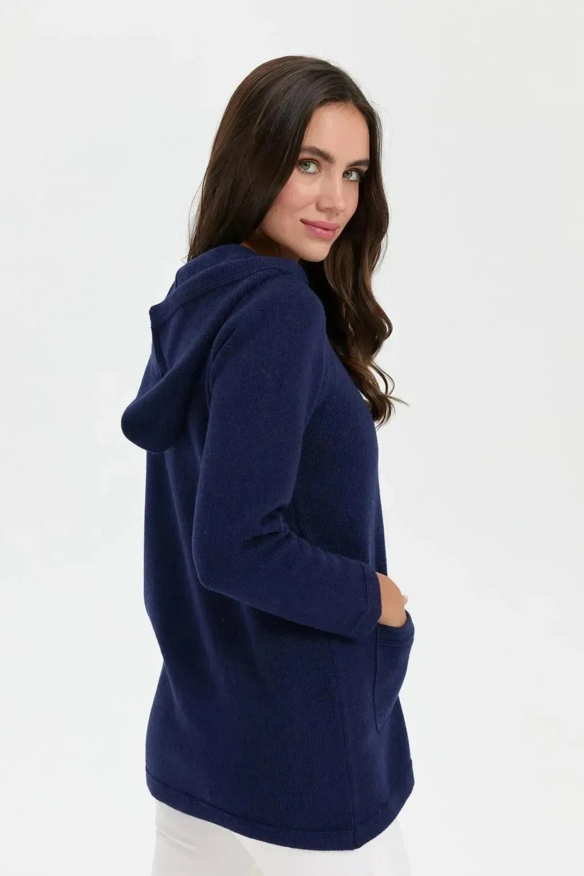 Women's Hooded Shoulder Embroidered Arabboy Wool Cardigan 