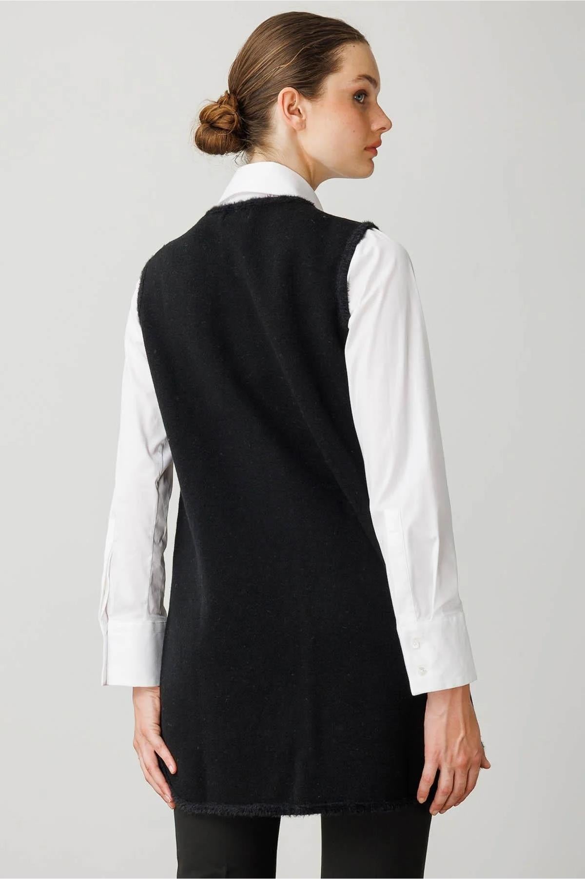 Crew Neck Floral Long Vest 