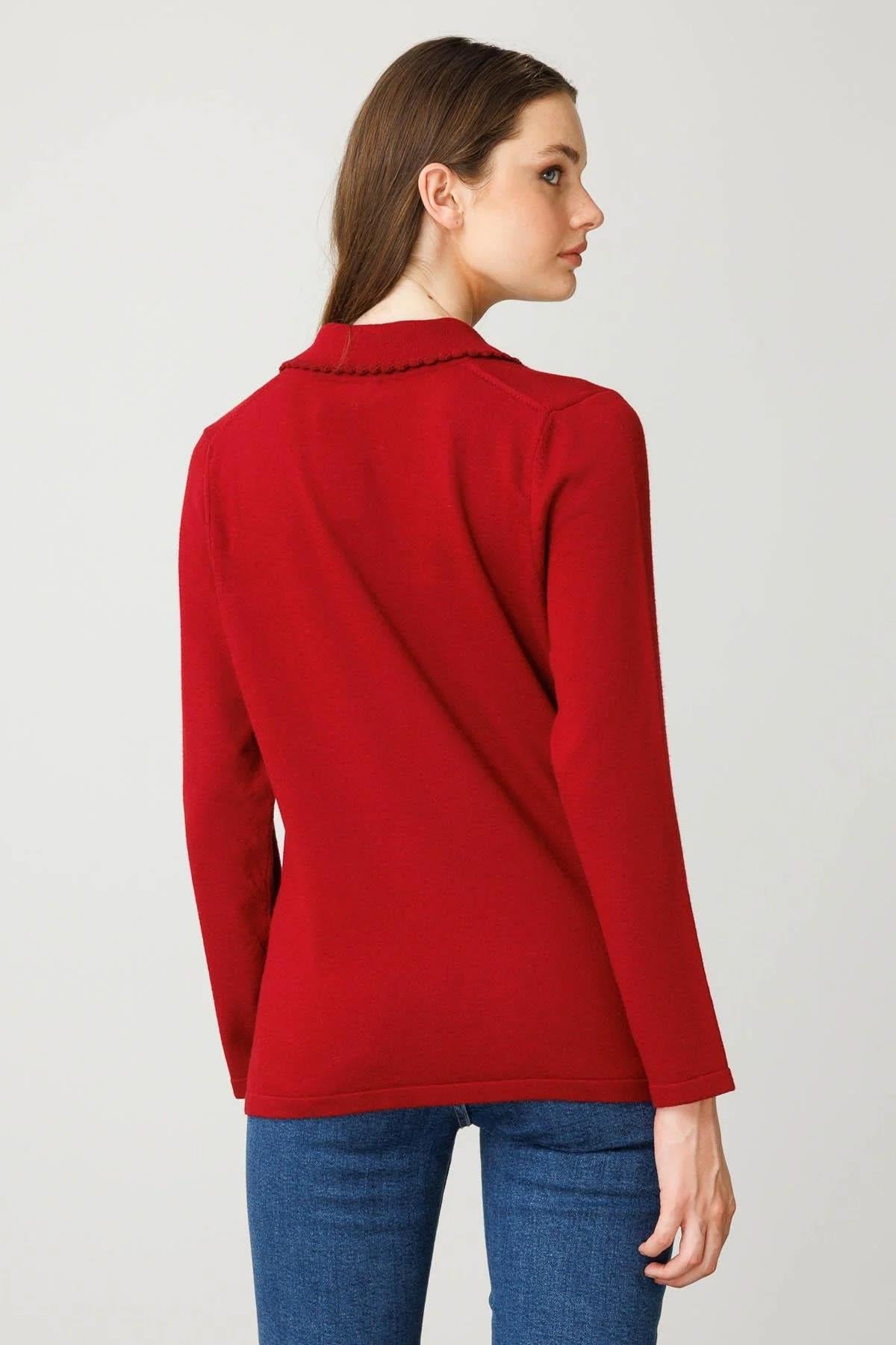 Polo Collar Lycra Knitwear Sweater 