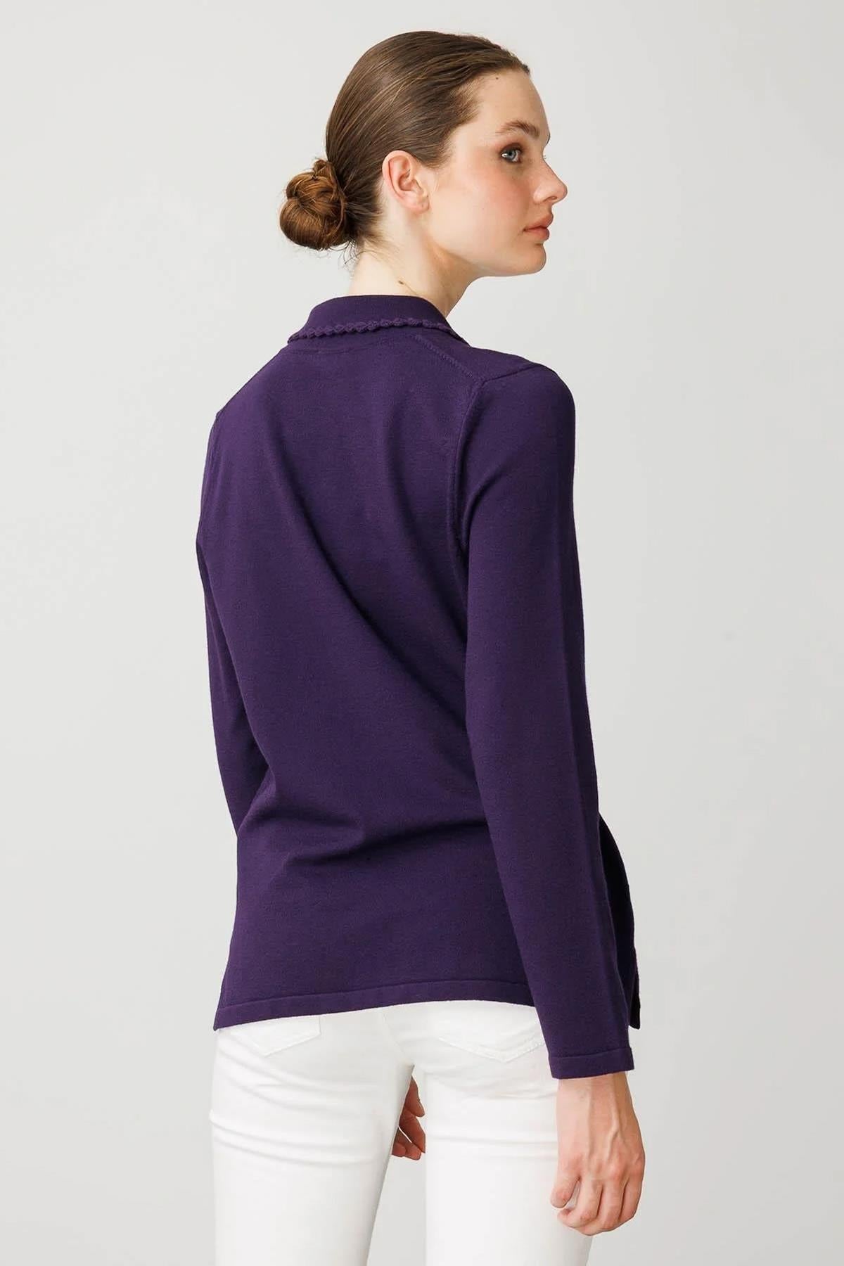 Polo Collar Lycra Knitwear Sweater 