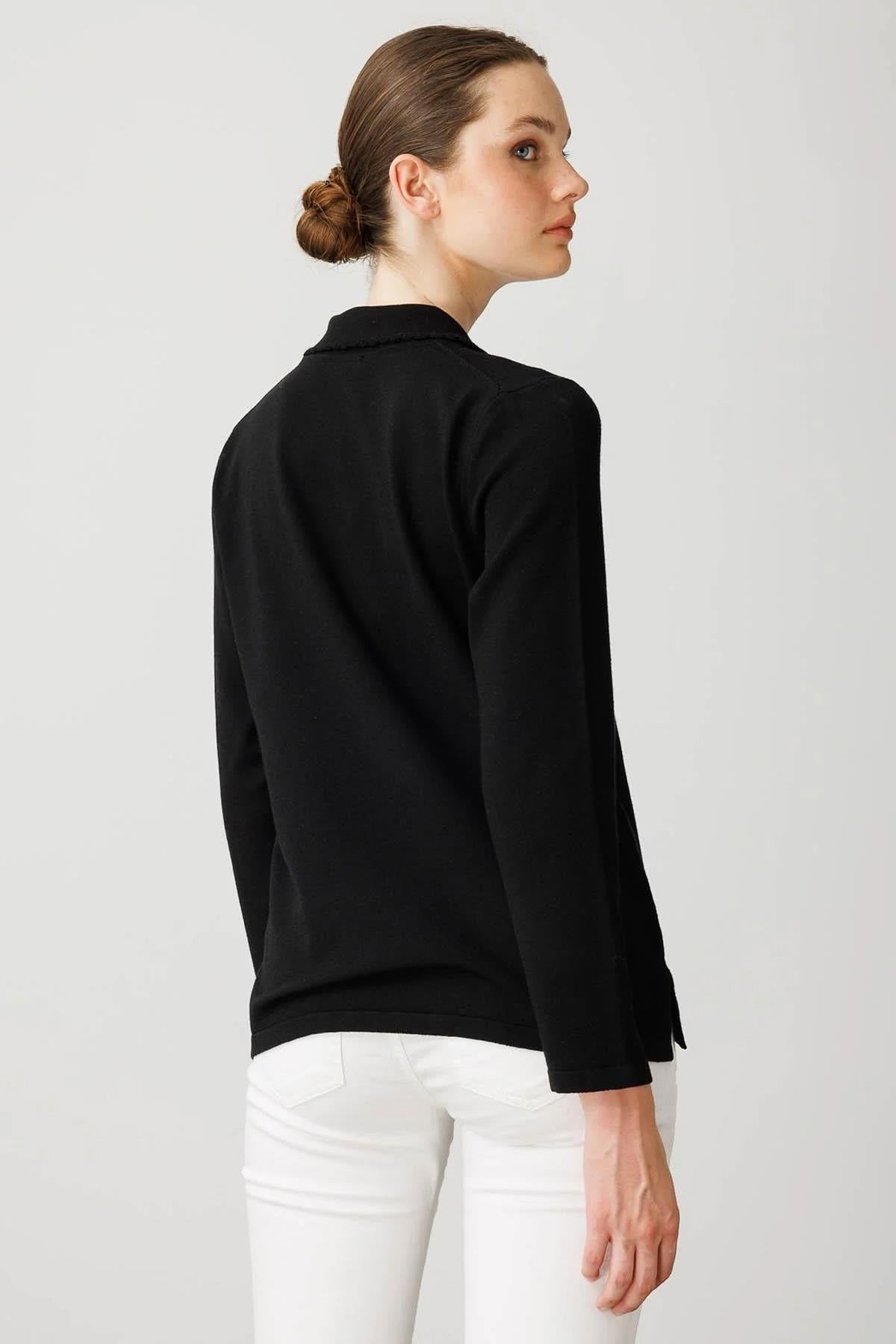 Polo Collar Lycra Knitwear Sweater 