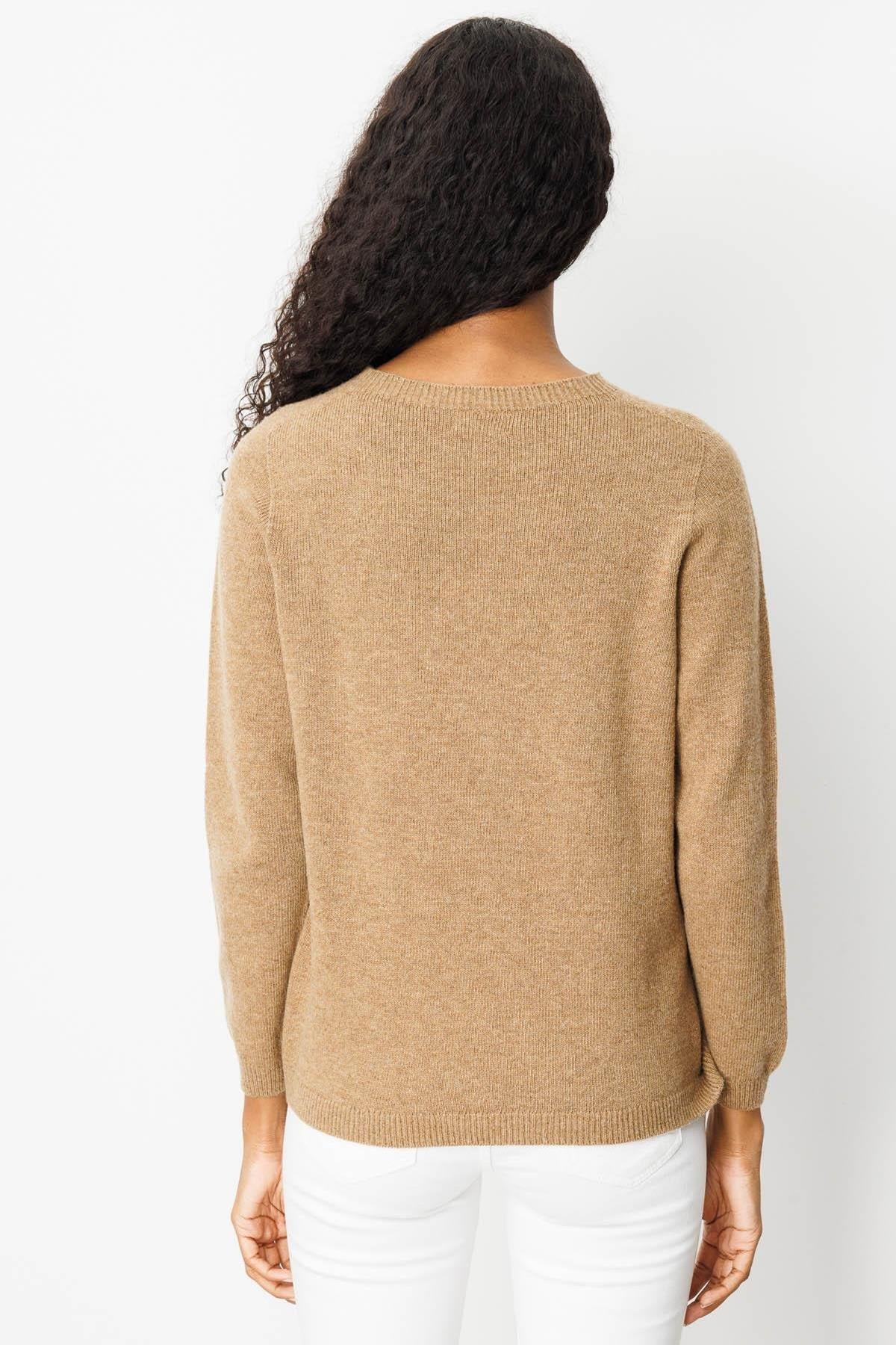 Crew Neck Embroidered Shoulder Sweater 