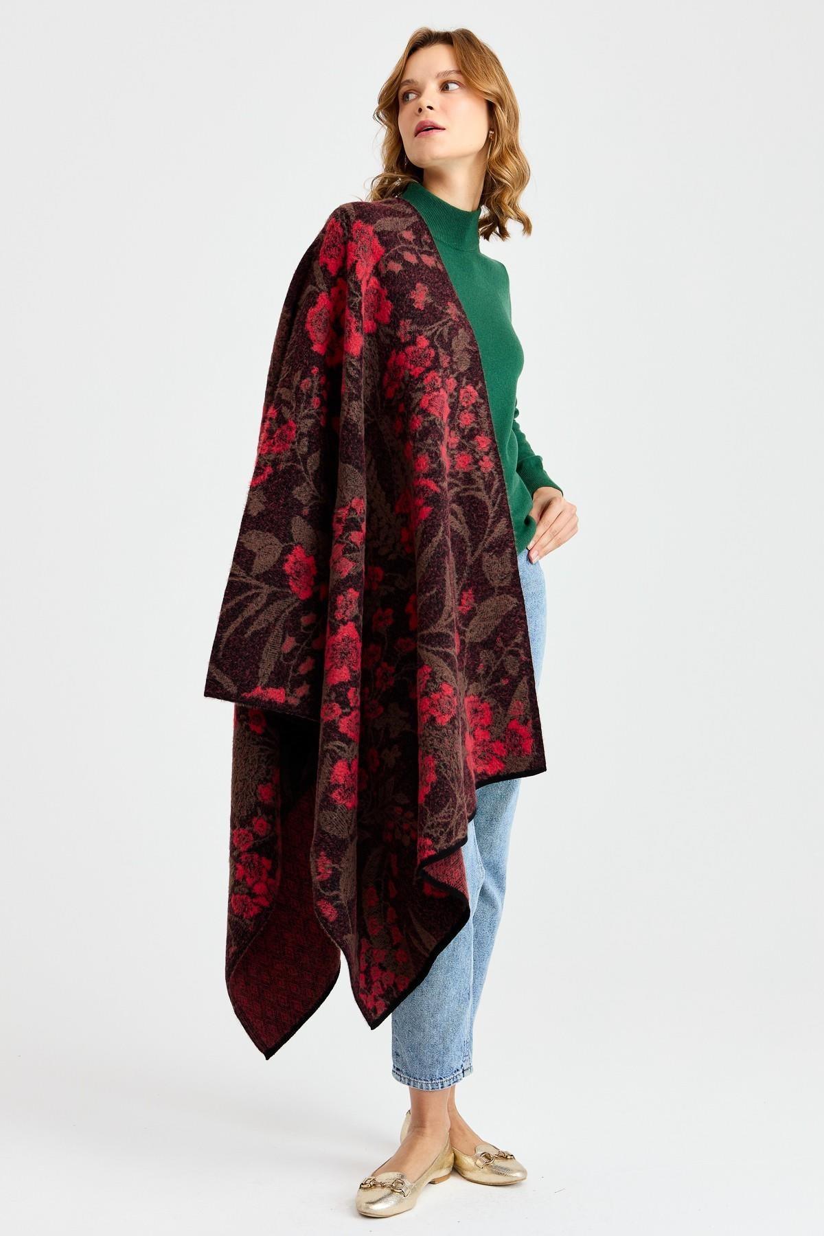 Desen Sarmaşık Desenli Yün Büyük Kadın Şal - Eser Giyim