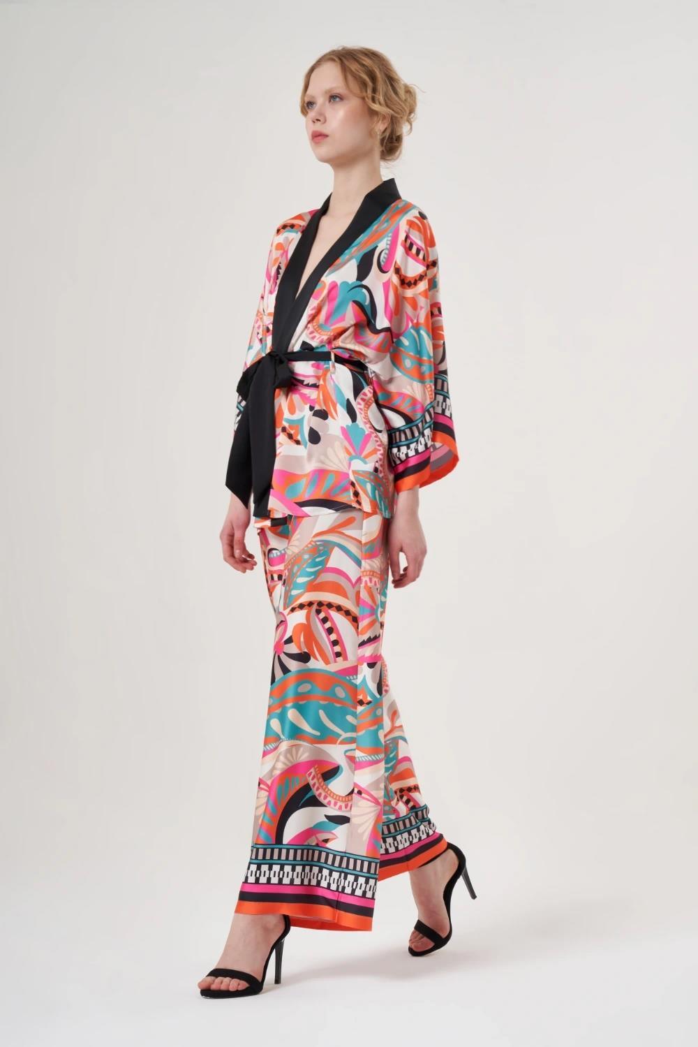 Mianotte Desenli Kuşaklı Kadın Ceket - Eser Giyim