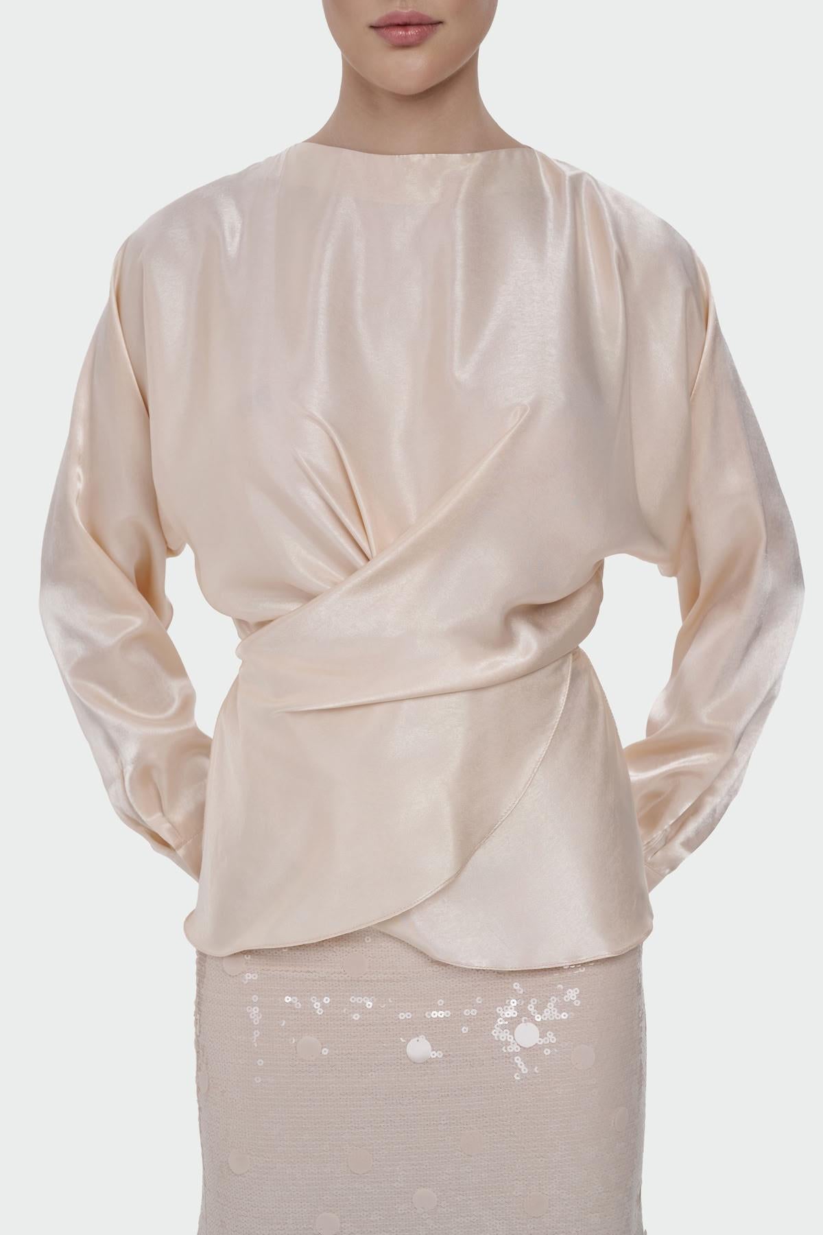 Draped Satin Blouse