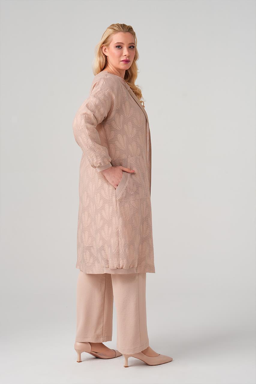 Leaf Jacquard Zippered Plus Size Cap