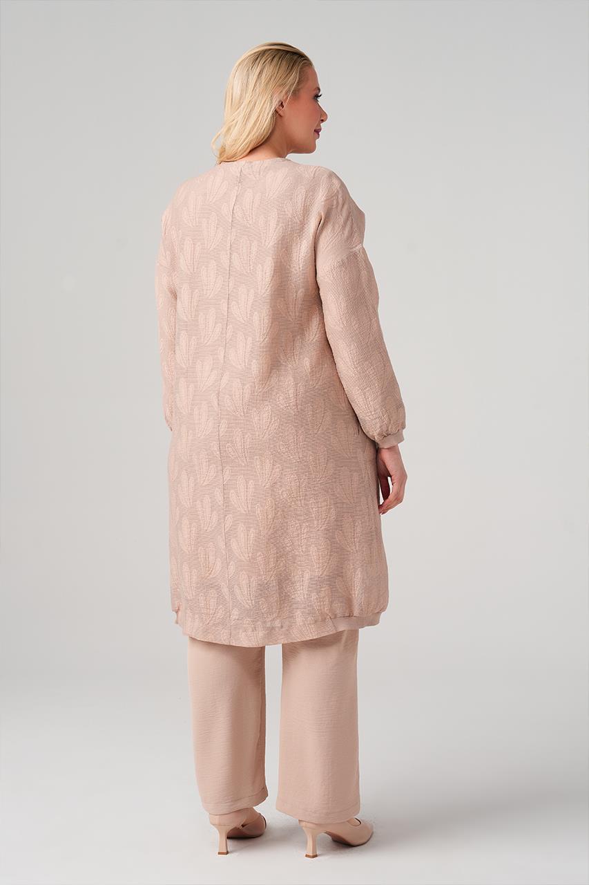 Leaf Jacquard Zippered Plus Size Cap