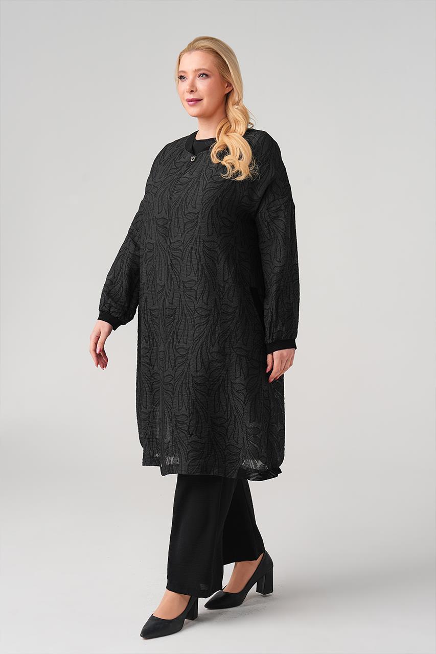 Leaf Jacquard Zippered Plus Size Cap