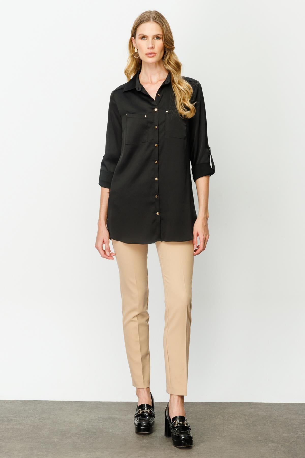 Satin Two Pocket Women's Shirt