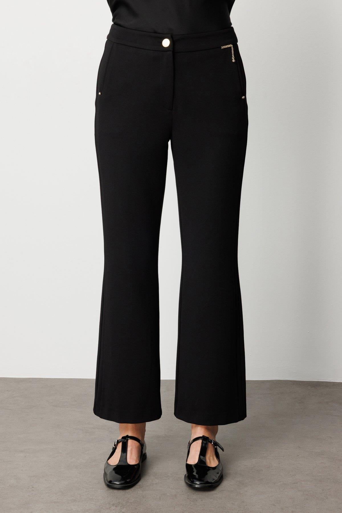 Wide Leg Trousers with Chain Accessories