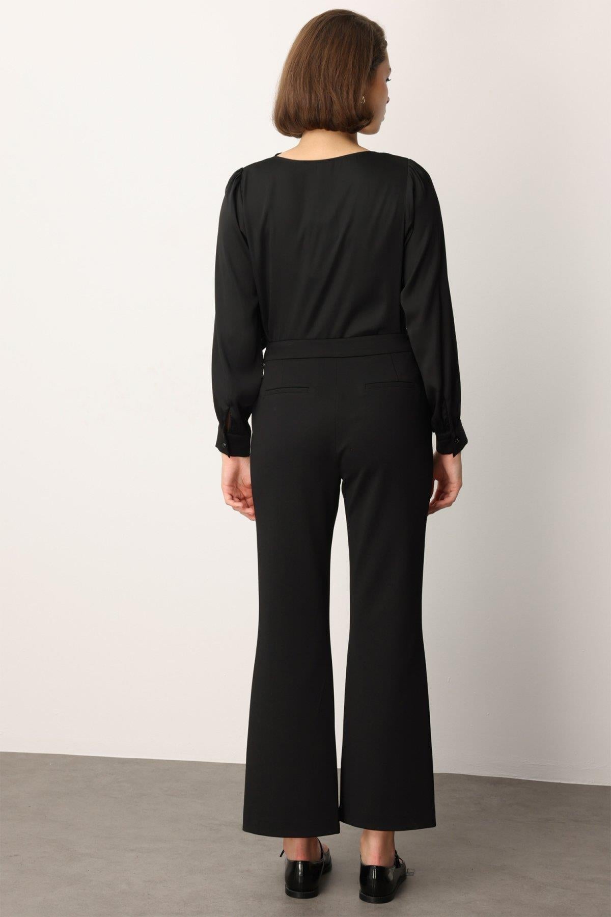 Wide Leg Trousers with Chain Accessories