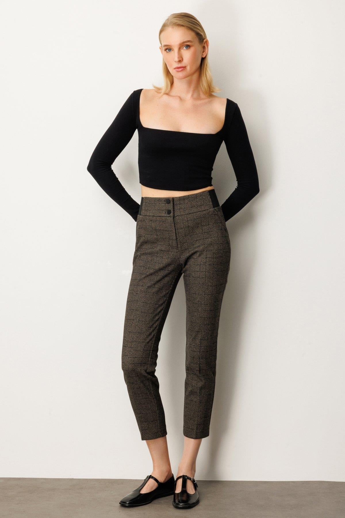 High Waist Skinny Leg Trousers