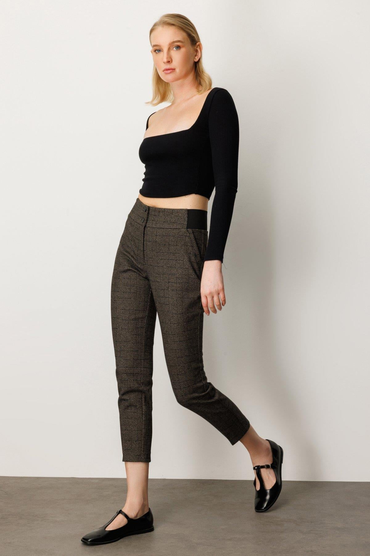 High Waist Skinny Leg Trousers