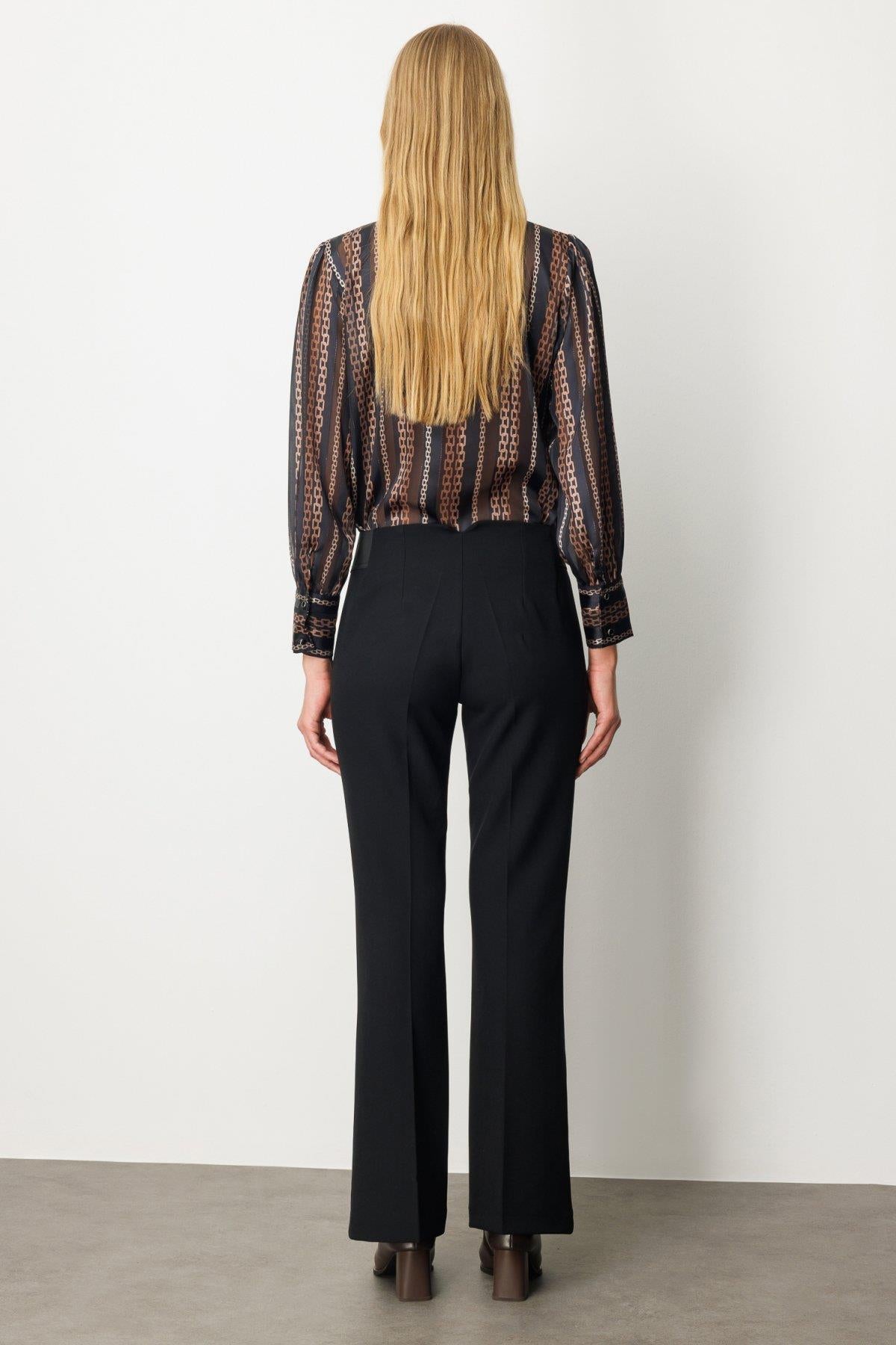 Beli Kalın Lastikli İspanyol Paça Pantolon