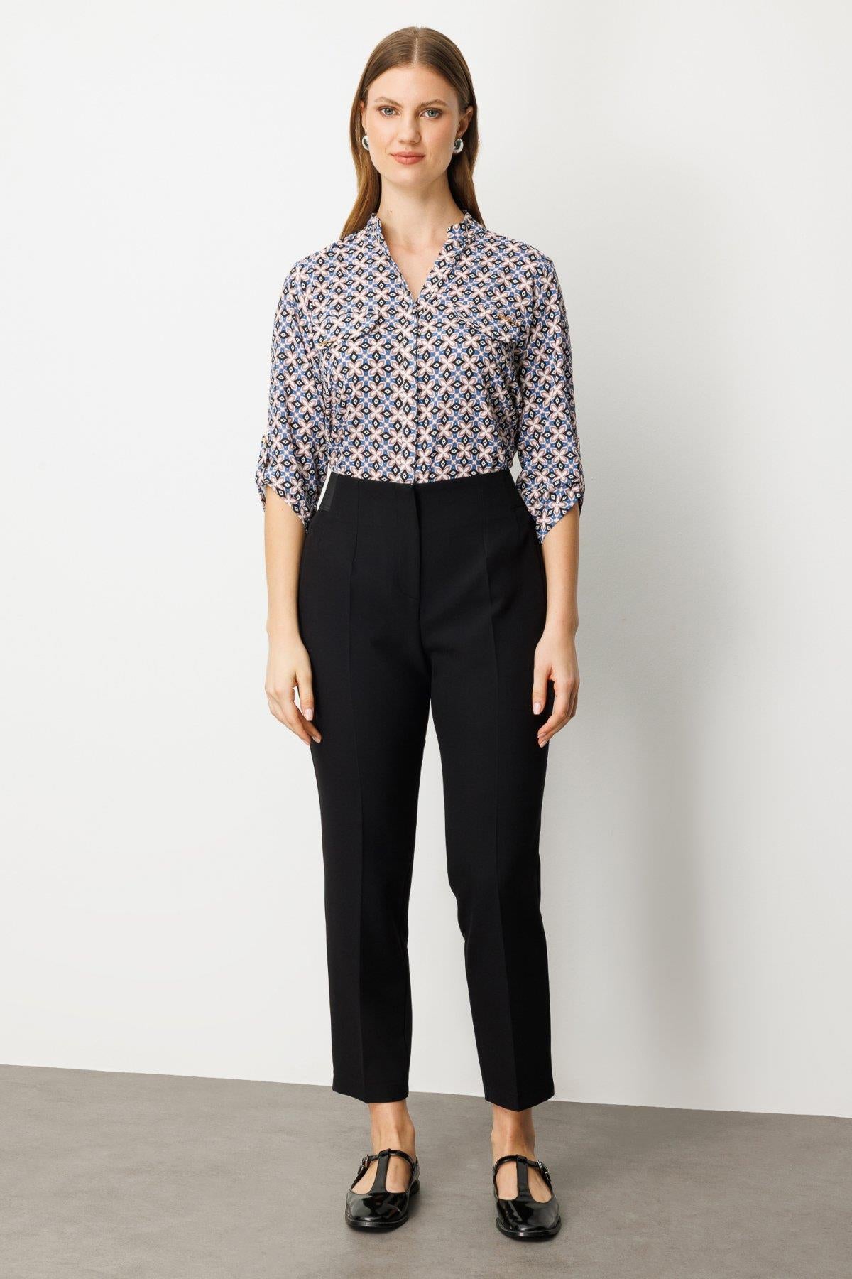 Plus Size Trousers with Thick Elastic Waistband