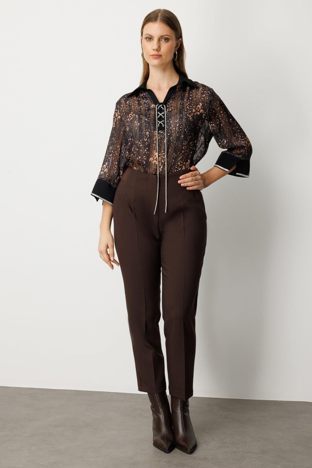 Plus Size Trousers with Thick Elastic Waistband