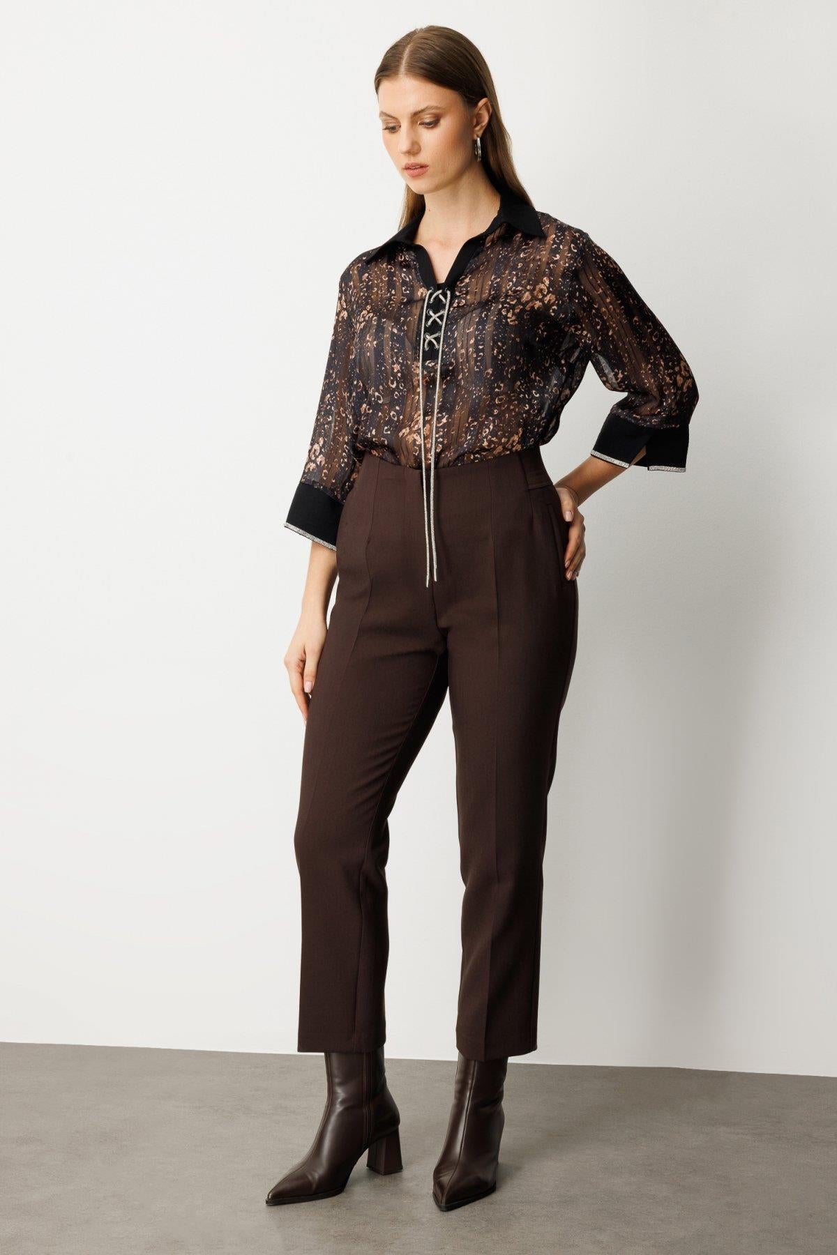Plus Size Trousers with Thick Elastic Waistband
