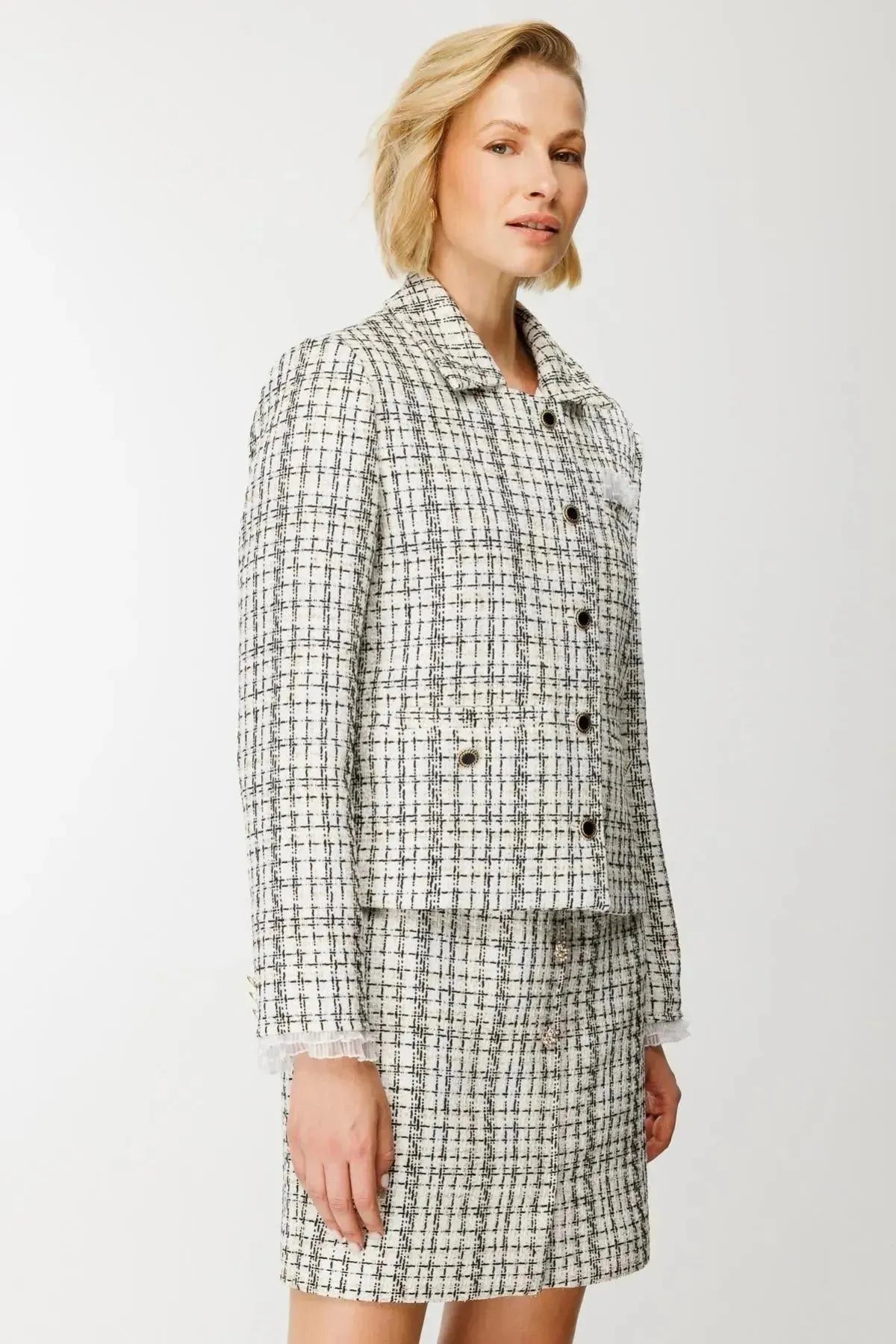 Jacket with Tulle Detail on Sleeves and Pockets