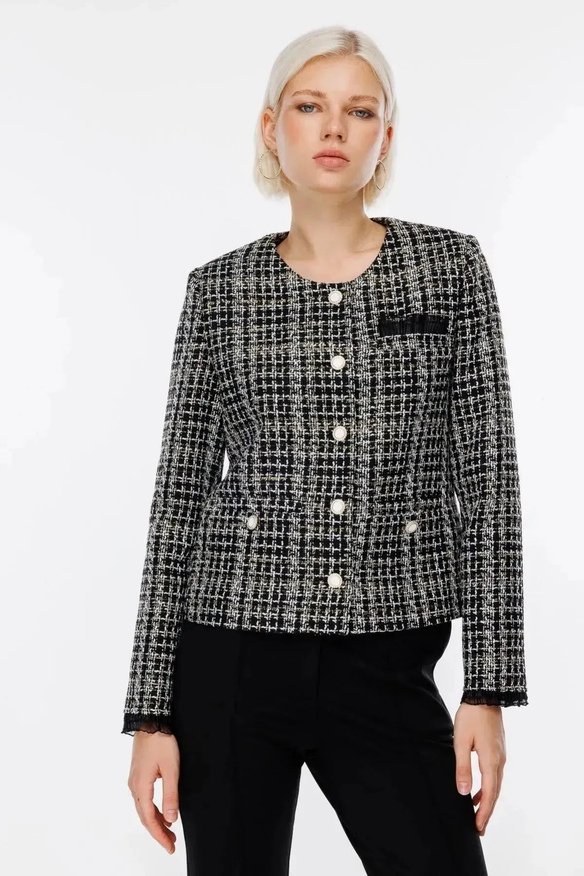 Jacket with Tulle Detail on Sleeves and Pockets