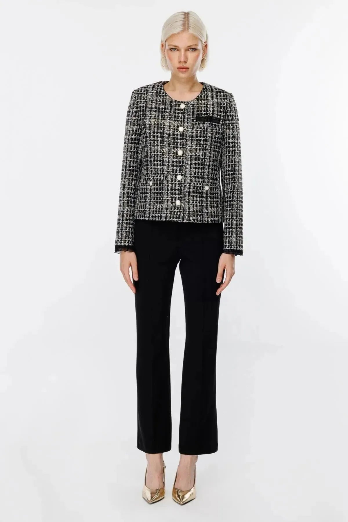 Jacket with Tulle Detail on Sleeves and Pockets