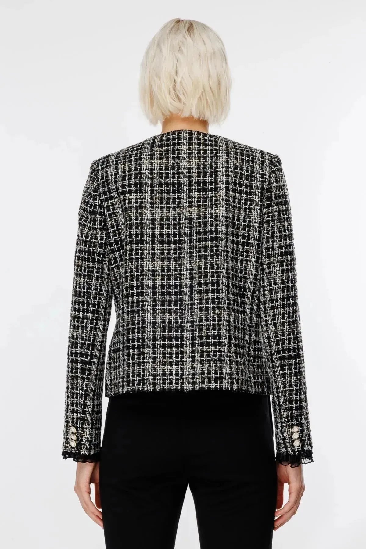 Jacket with Tulle Detail on Sleeves and Pockets