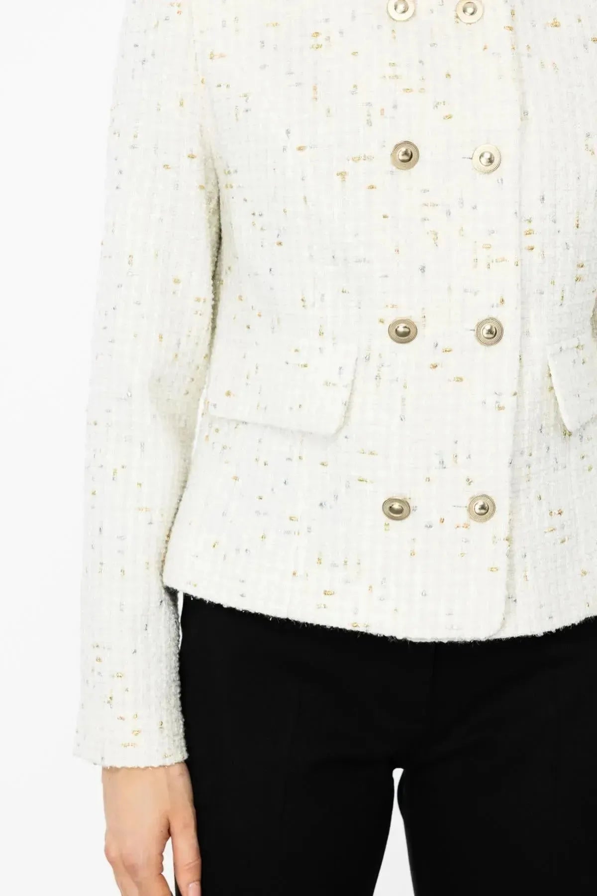 Self-Patterned Buttoned Jacket