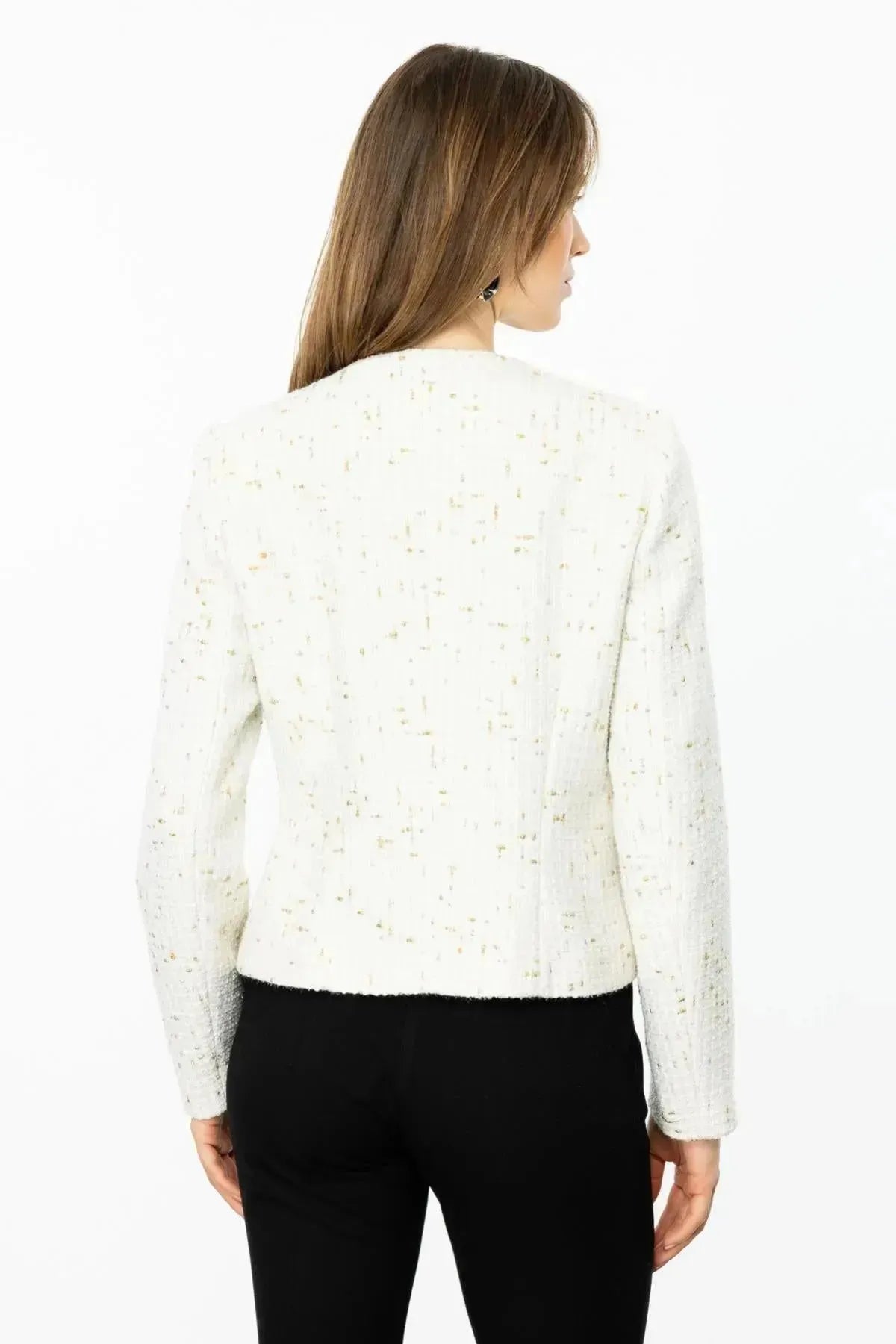 Self-Patterned Buttoned Jacket
